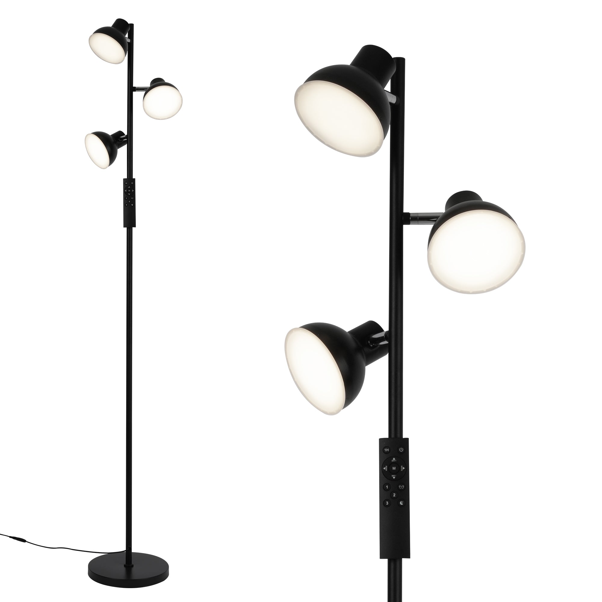 Floor Lamp Living Room 36 W 2800 LM Floor Lamp LED Dimmable with Remote Control and Touch 2700 K - 6500 K, 3-Light Reading Lamp Modern Floor Lamp