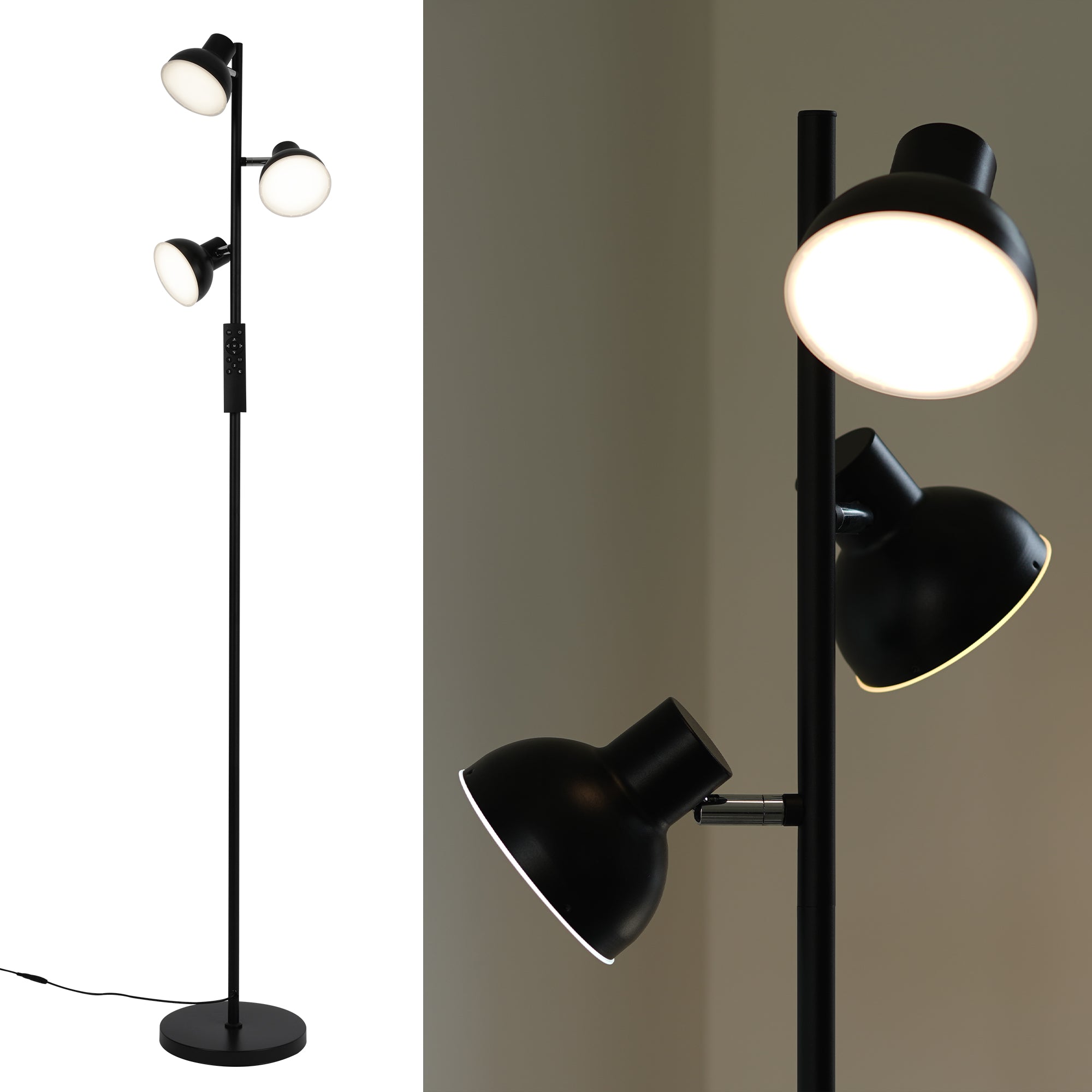 Floor Lamp Living Room 36 W 2800 LM Floor Lamp LED Dimmable with Remote Control and Touch 2700 K - 6500 K, 3-Light Reading Lamp Modern Floor Lamp