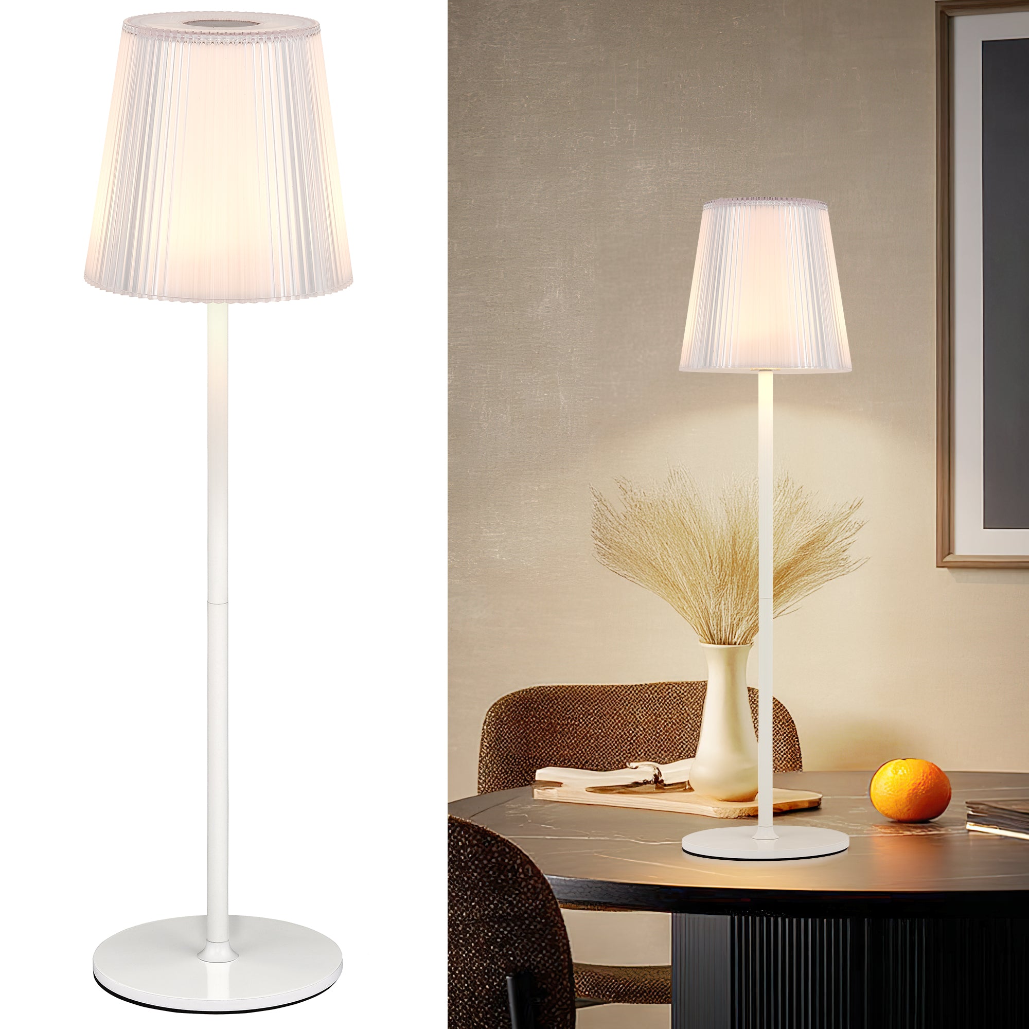 Table Lamp Wireless LED Dimmable Bedside Lamp & Rechargeable Table Lamp with Magnetic Lamp Head, 3000K White & RGB, IP54 Waterproof for Outdoor Bedroom Living Room Balcony Camping, White