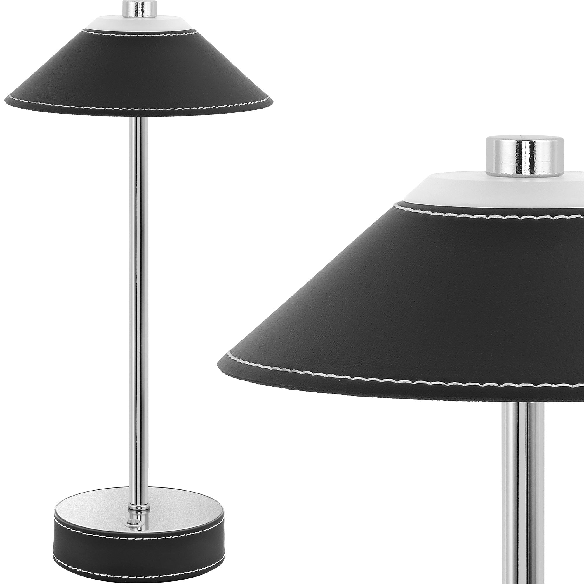 LED Table Lamp Wireless - Touch Dimmable, 3000K/4500K/6000K, USB-C Rechargeable with 5200mAh Battery, Leather Design, Magnetic Base, Memory Function, for Bedroom, Living Room, Office