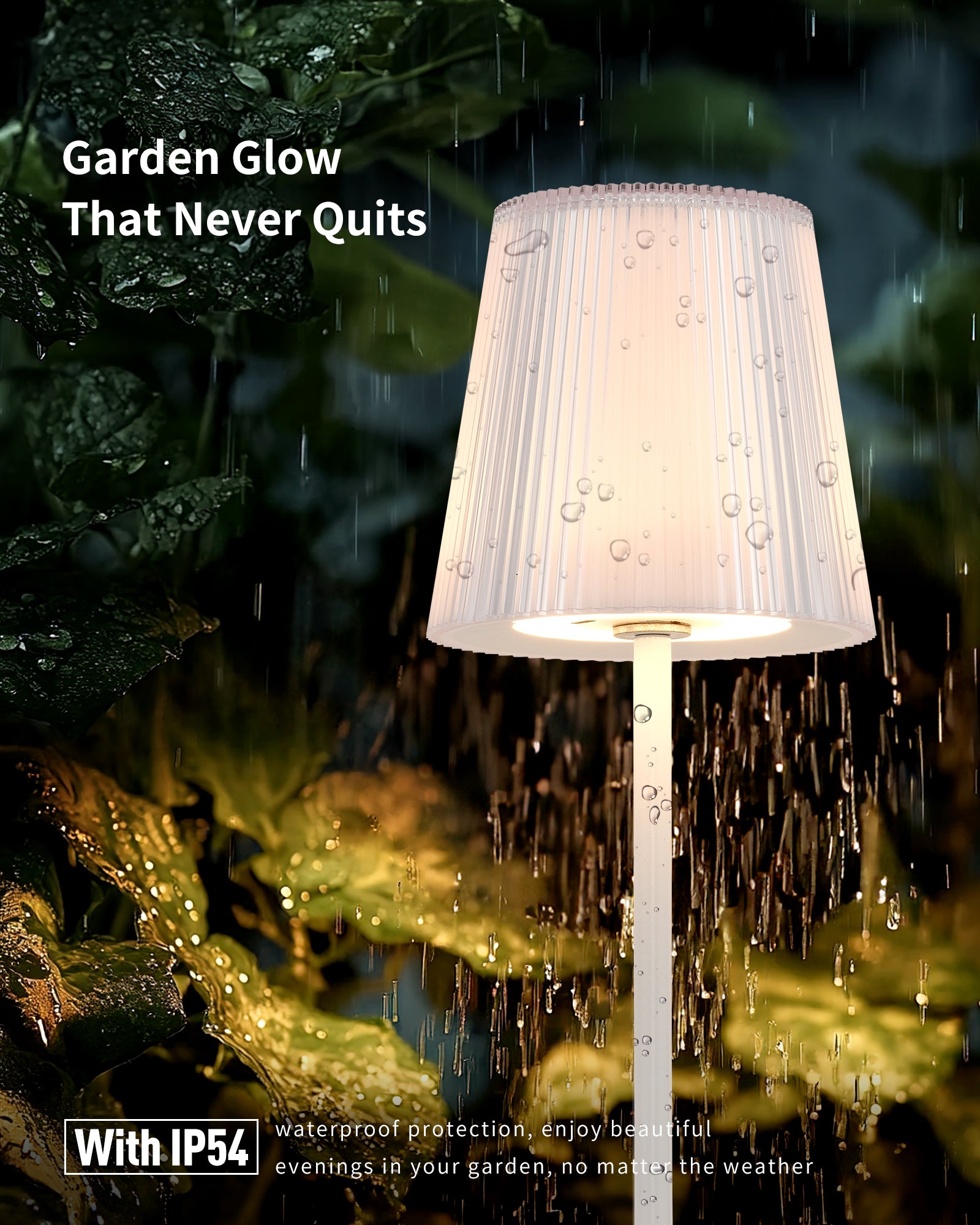 Table Lamp Wireless LED Dimmable Bedside Lamp & Rechargeable Table Lamp with Magnetic Lamp Head, 3000K White & RGB, IP54 Waterproof for Outdoor Bedroom Living Room Balcony Camping, White
