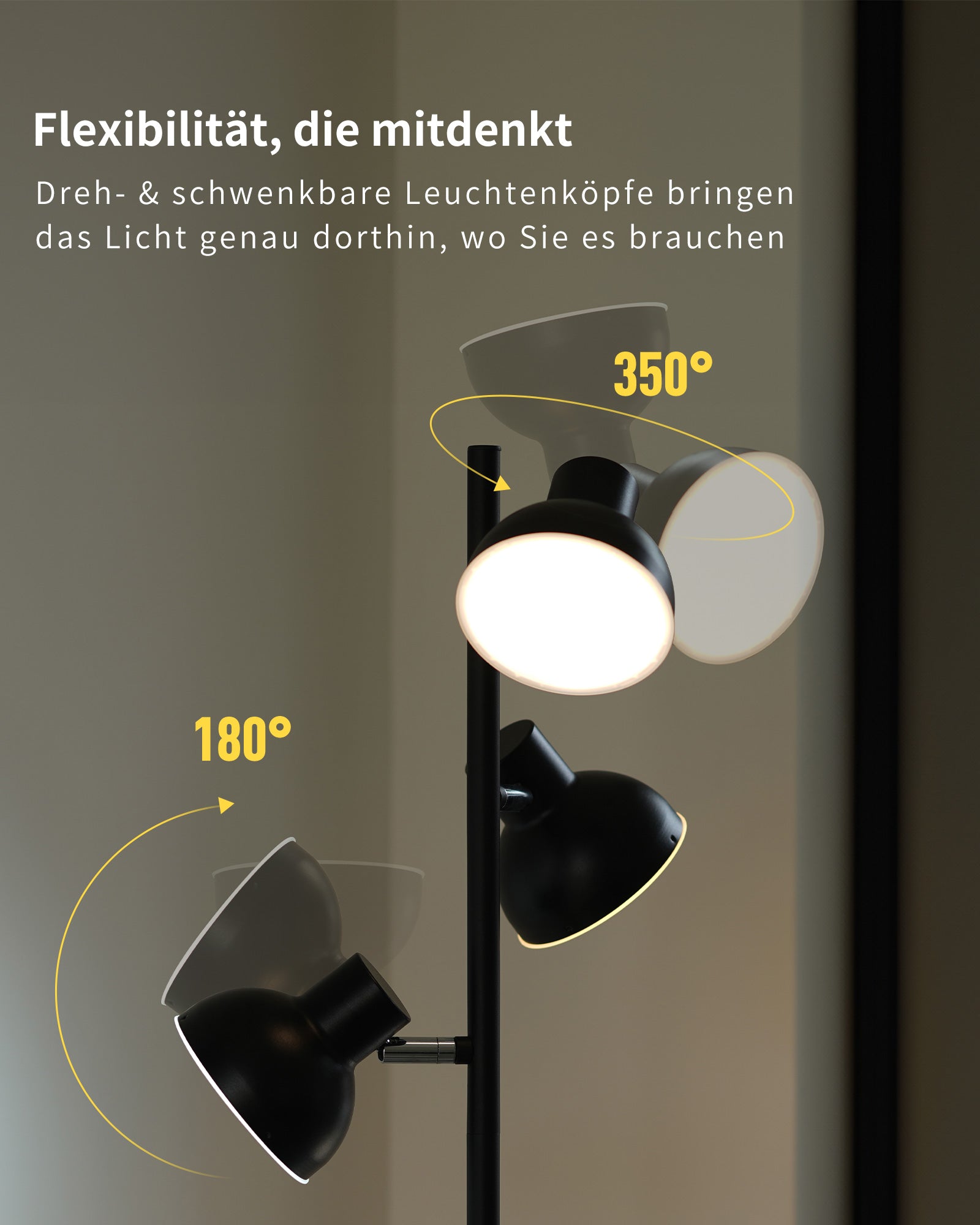 Floor Lamp Living Room 36 W 2800 LM Floor Lamp LED Dimmable with Remote Control and Touch 2700 K - 6500 K, 3-Light Reading Lamp Modern Floor Lamp
