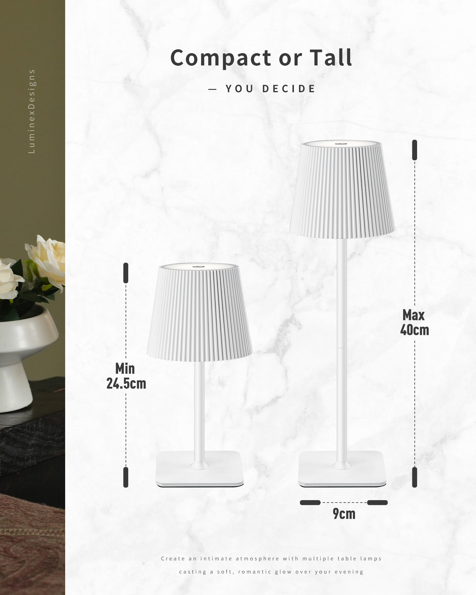 Dimmable Wireless LED Table Lamp with Touch Control - White