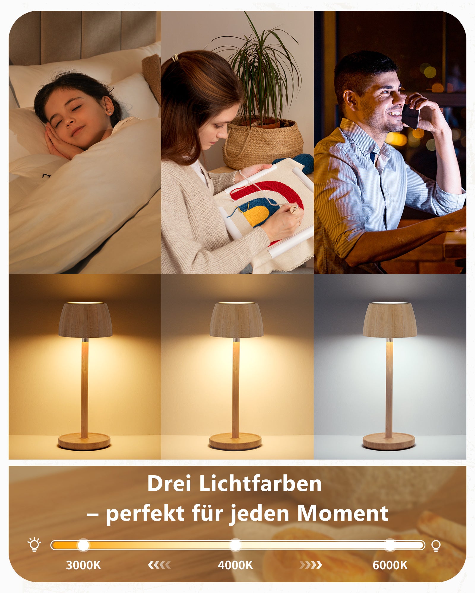 LED Table Lamp Wireless Battery Dimmable Lamp Table Lamp