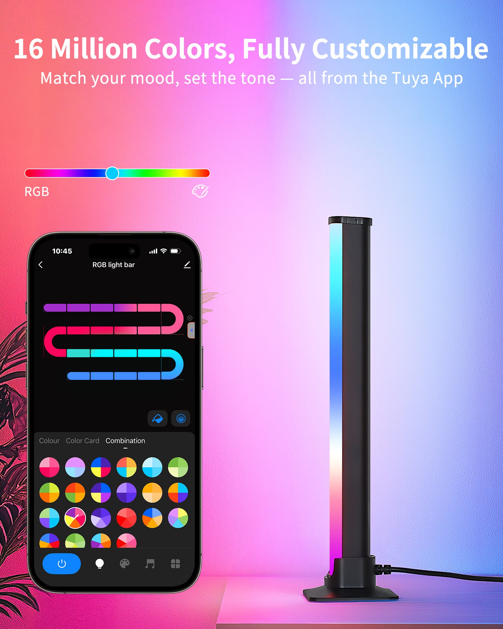 25cm RGB LED Light Bar for Music Sync & USB Backlight