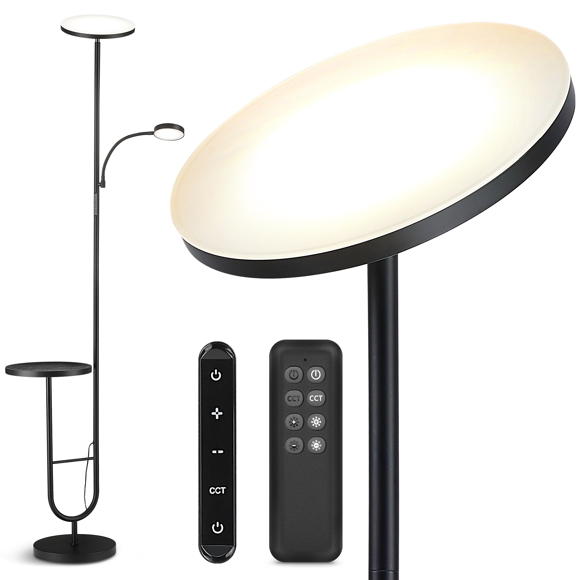 36W Dimmable LED Floor Lamp with 360° Gooseneck Side Light