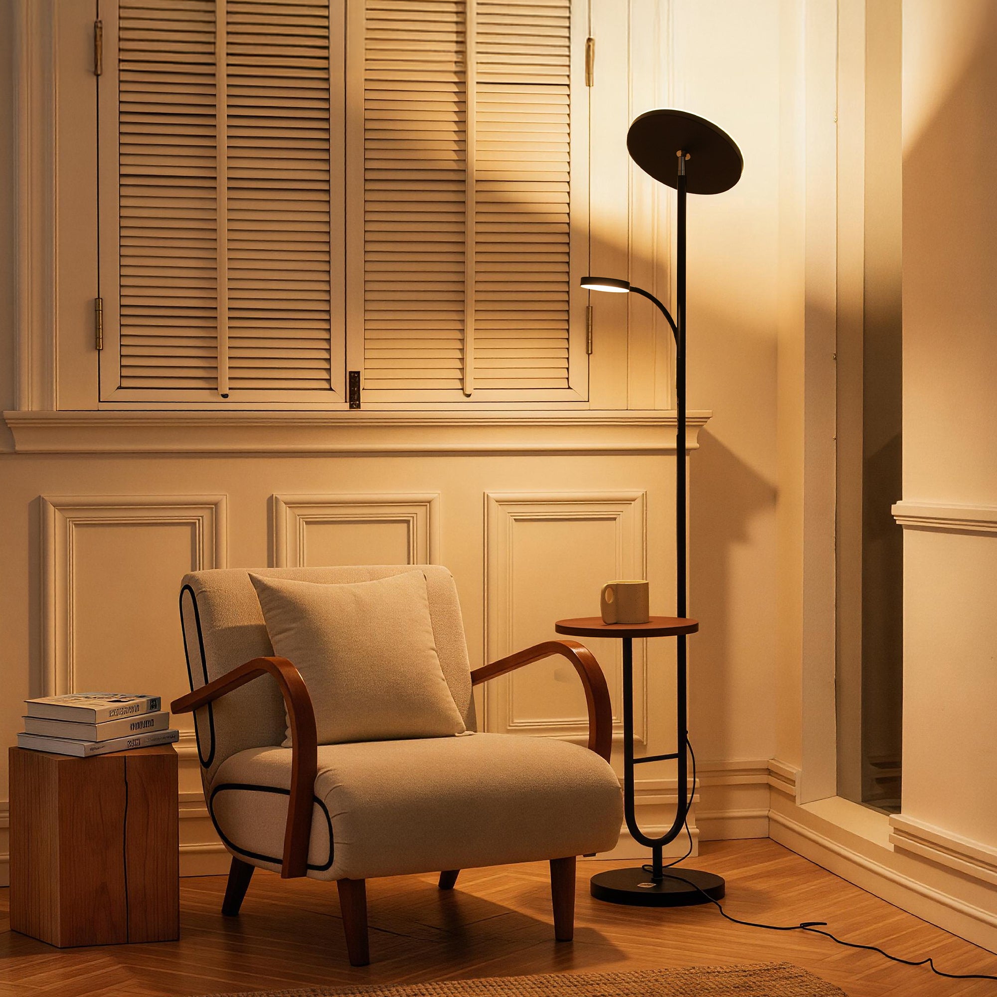 LED Uplighter Floor Lamp with Table & Reading Light AVEN MF18