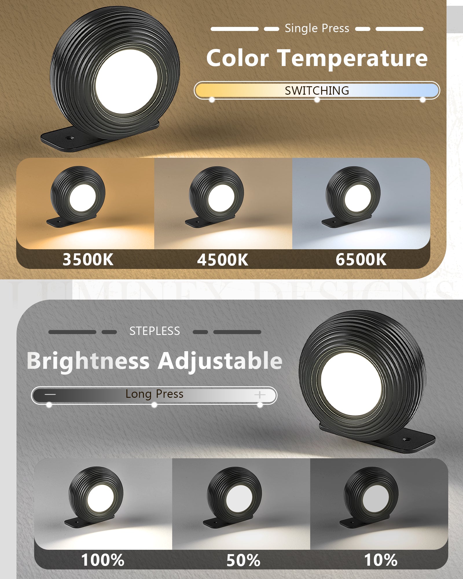 Dimmable LED Wireless Table Lamp with Magnetic Detachable Lamp Head - Black