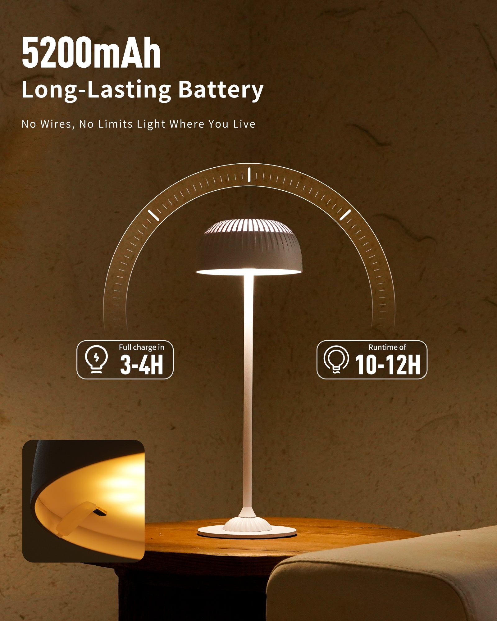 Touch Dimmable Wireless Table Lamp