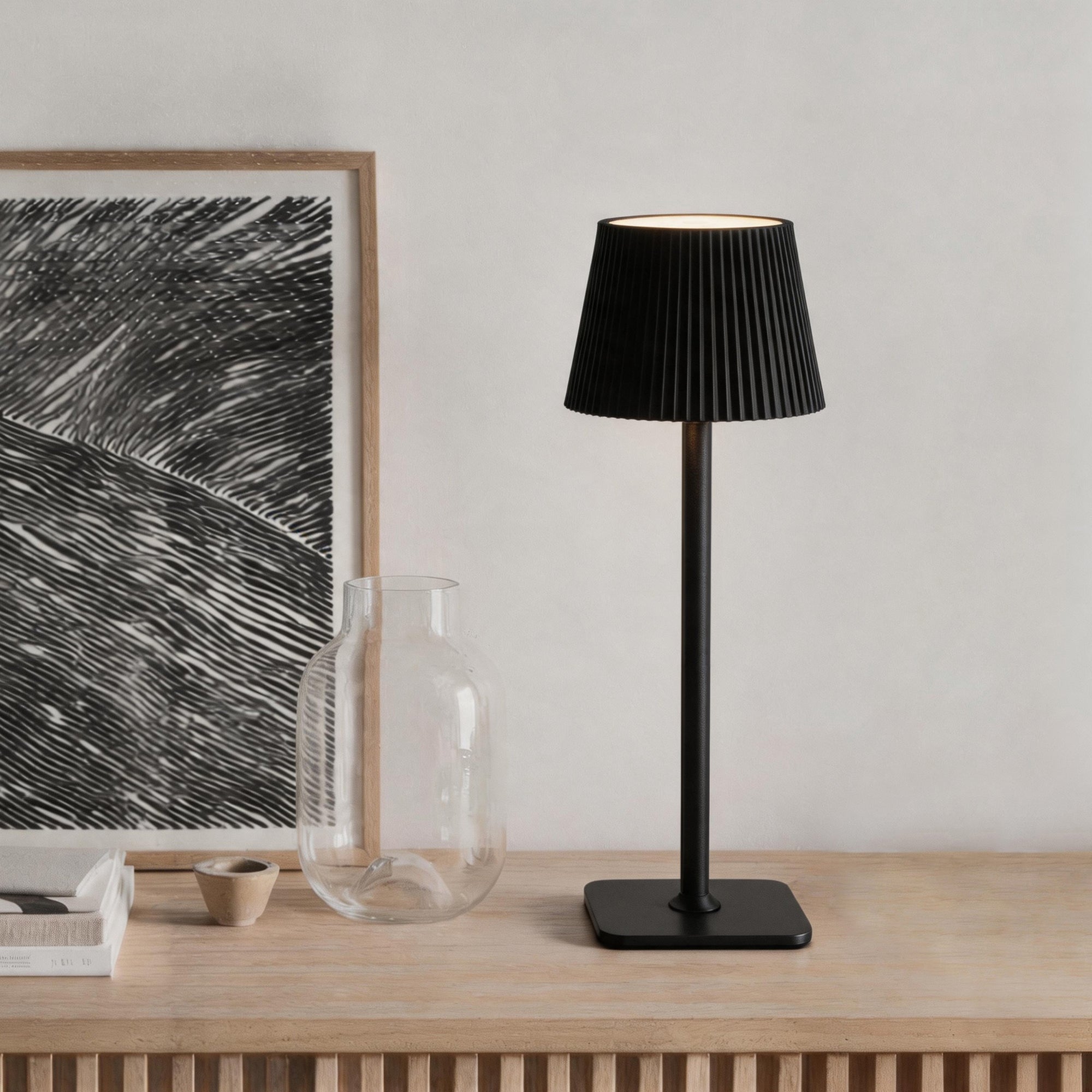 Kabellose LED-Tischleuchte mit Touch-Steuerung – Dimmbare 5200 mAh Akkulampe, 3 Farbtemperaturen, IP44 wasserdicht – Perfekt für den Innen- und Außenbereich, Schwarz