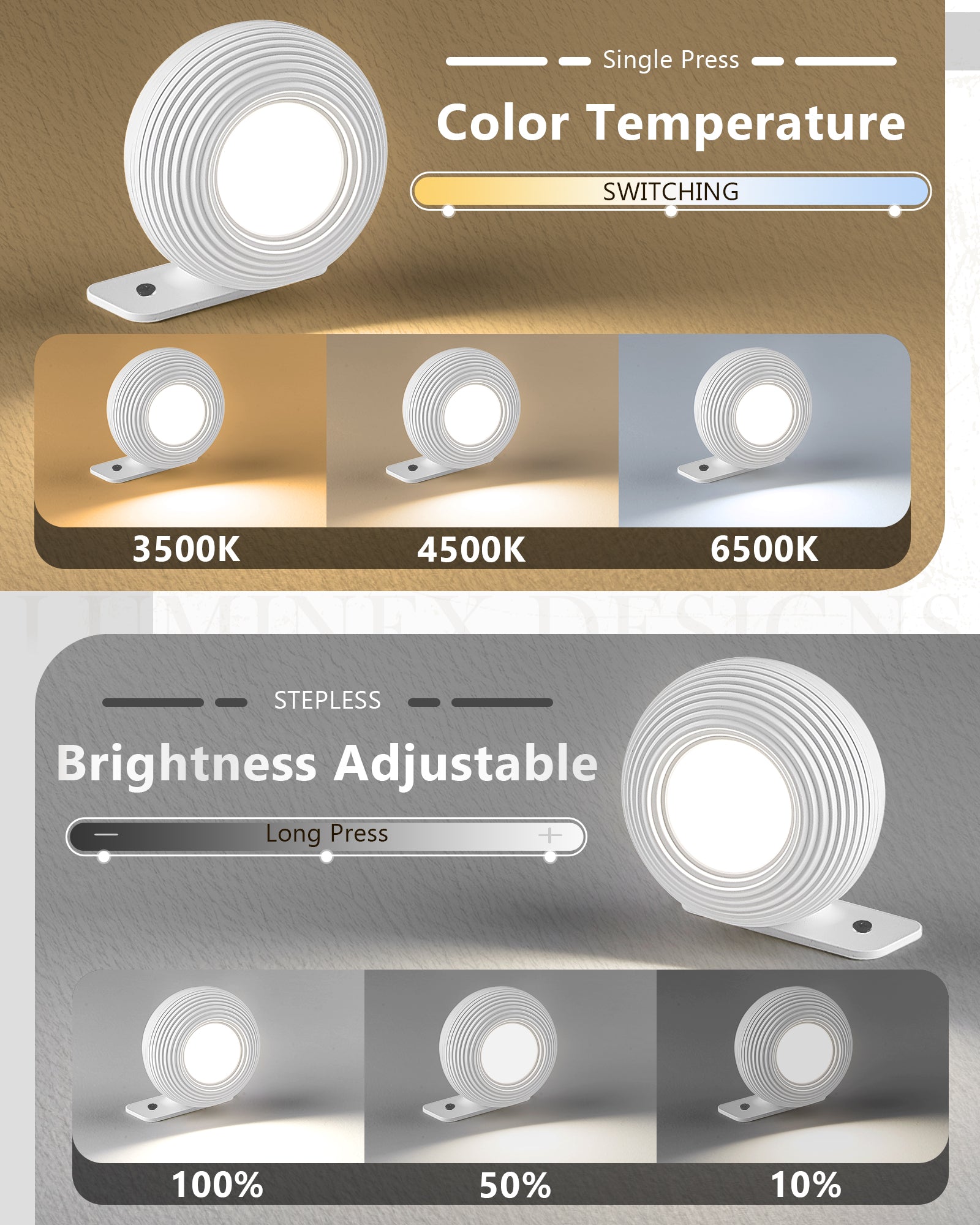 Dimmable LED Wireless Table Lamp with Magnetic Detachable Lamp Head - White