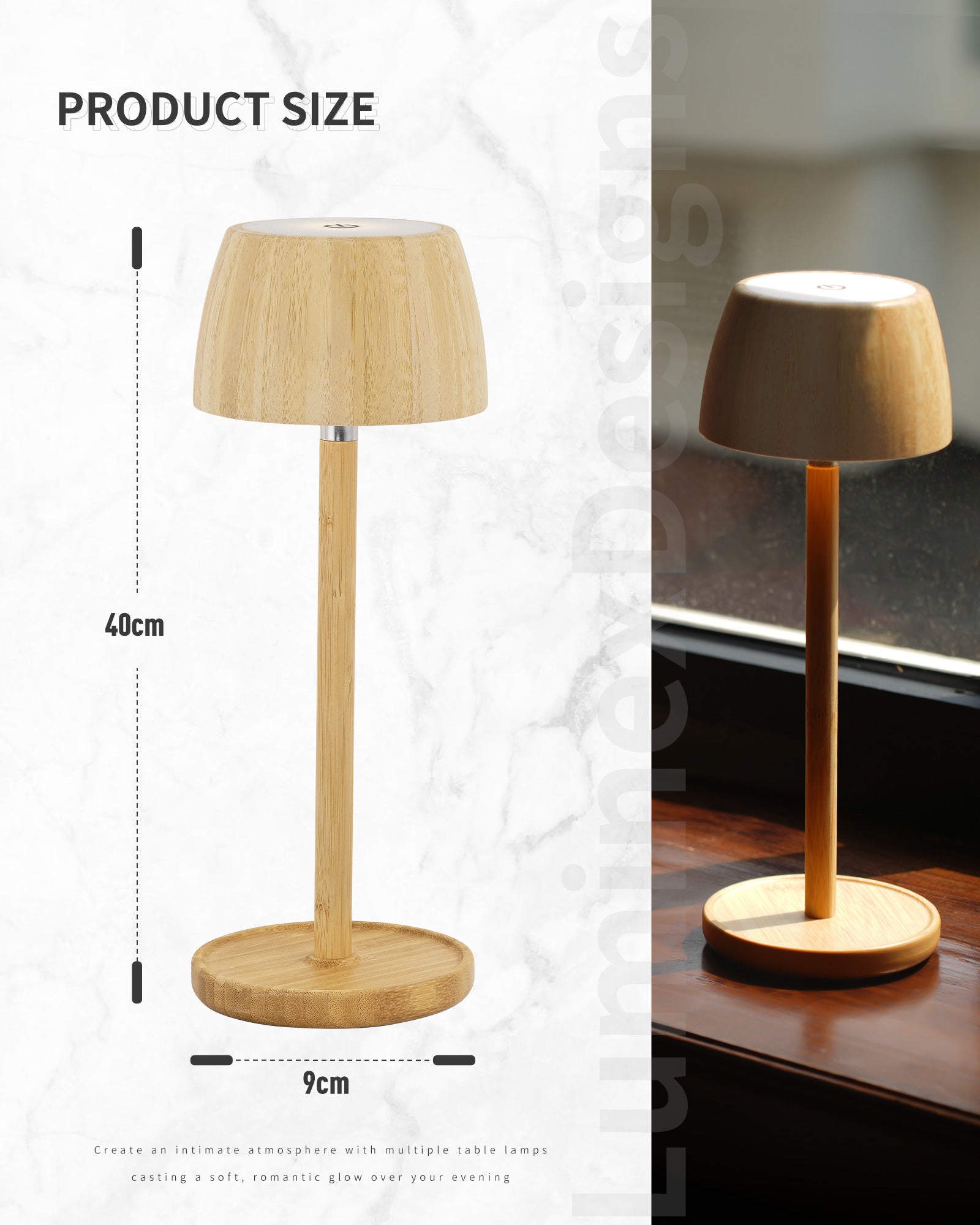 LED Table Lamp Wireless Battery Dimmable Lamp Table Lamp