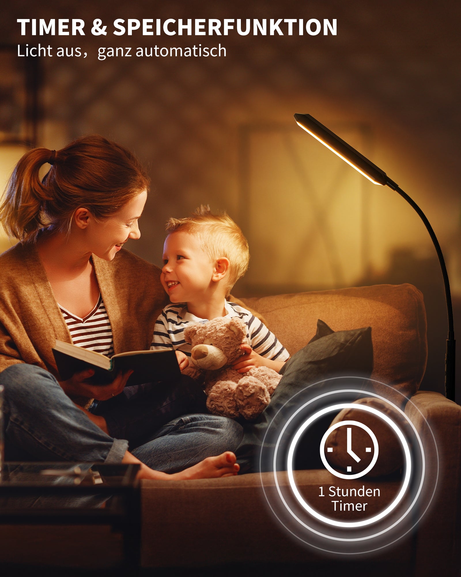 LED Floor Lamp Living Room Reading Lamp - 18 W Super Bright Dimmable Floor Lamp 2700 K - 6500 K with Remote Control, Timer, Energy Saving, Child Friendly for Bedroom, Office, Reading
