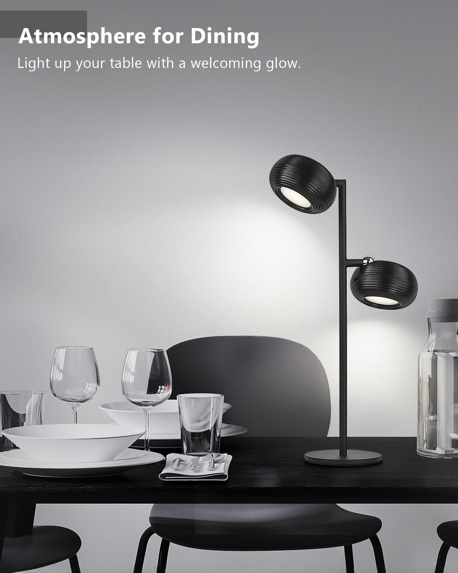 Dimmable LED Wireless Table Lamp with Magnetic Detachable Lamp Head - Black