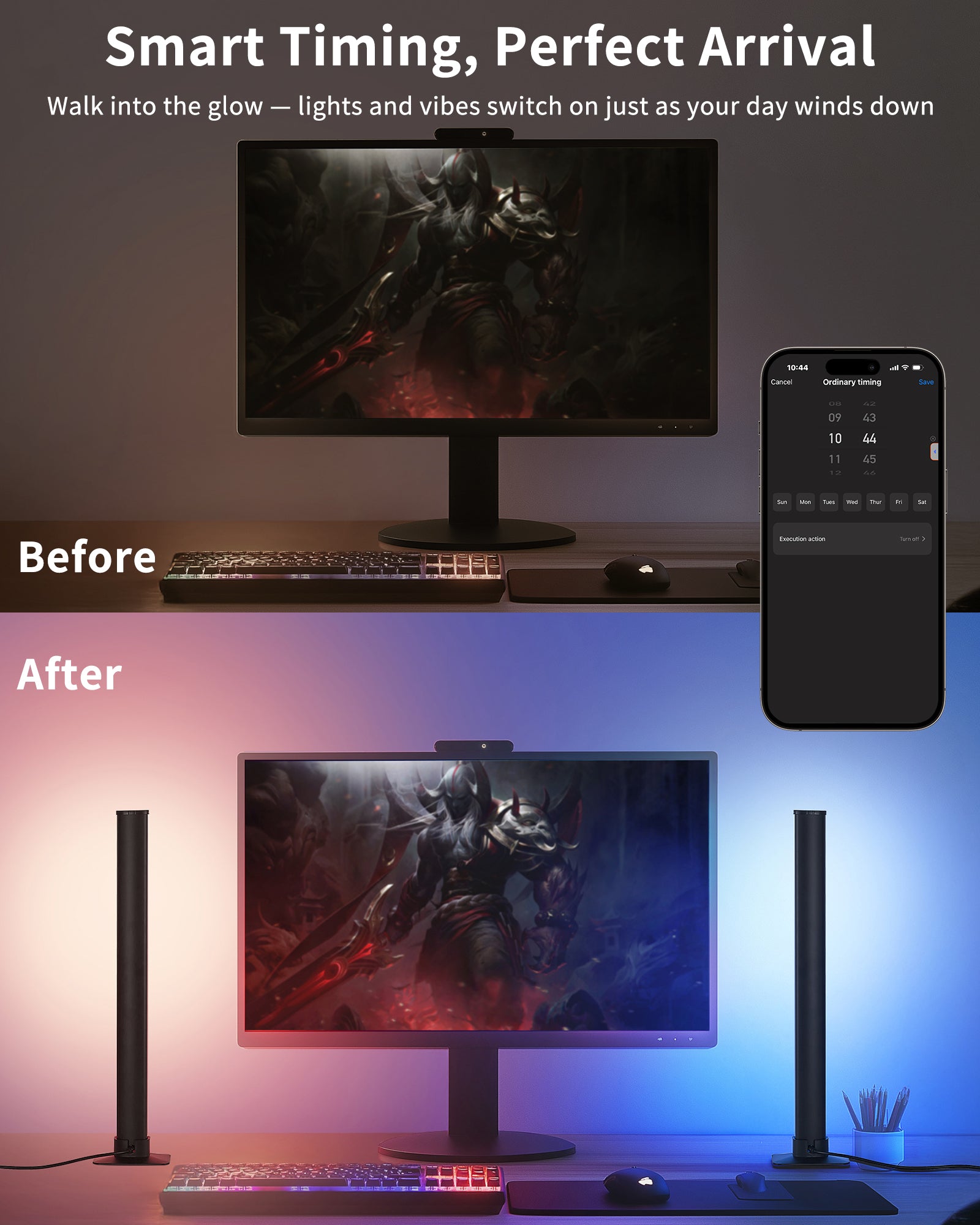 40cm RGB LED Light Bar for Music Sync & USB Backlight