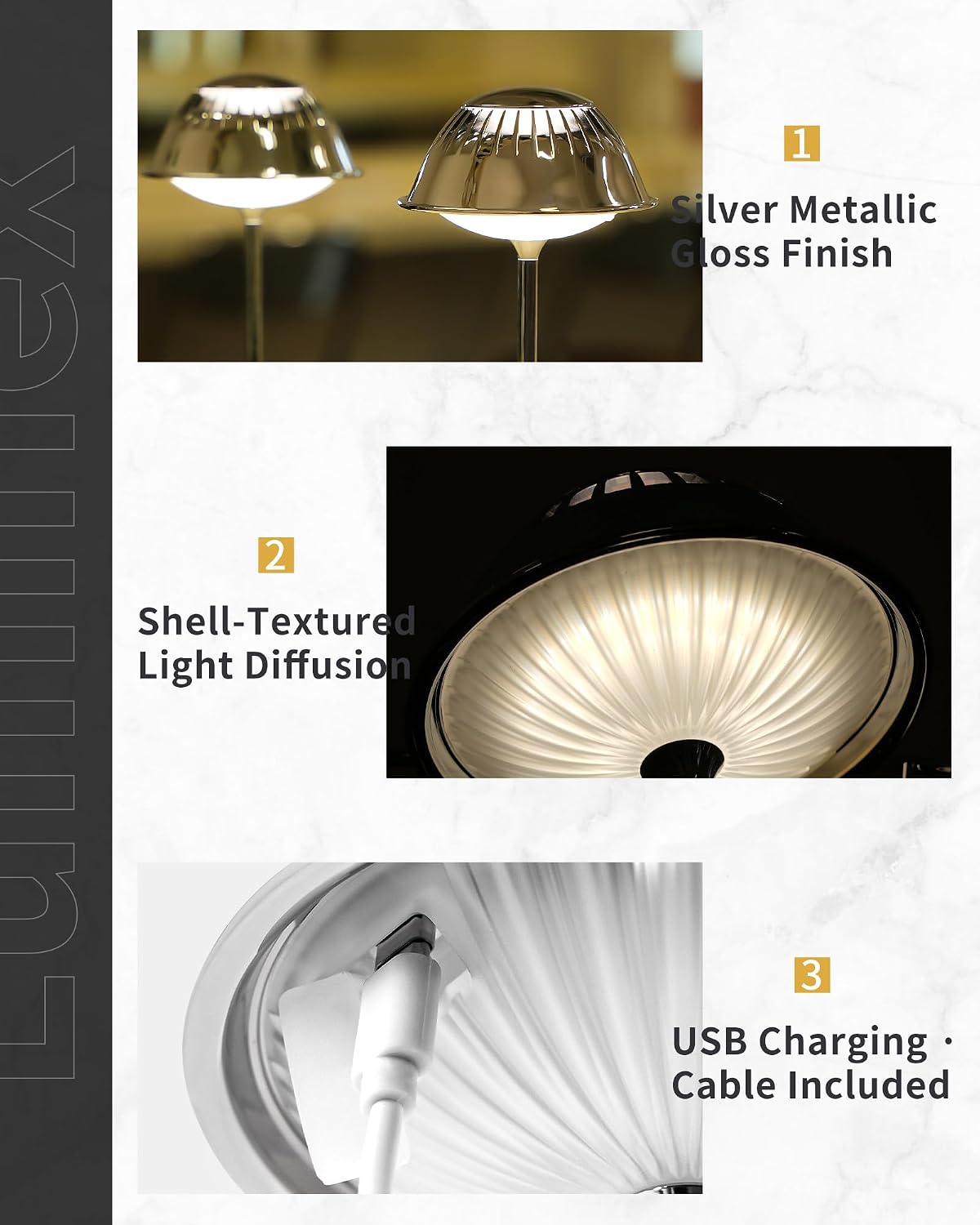 LuminexDesigns Rechargeable LED Table Lamp VIOA TL14