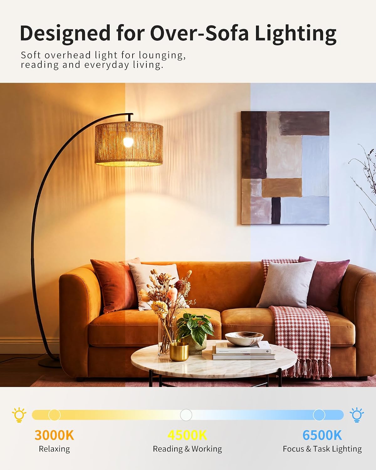 Boho Arc Floor Lamp for Living Room OVEL FL22