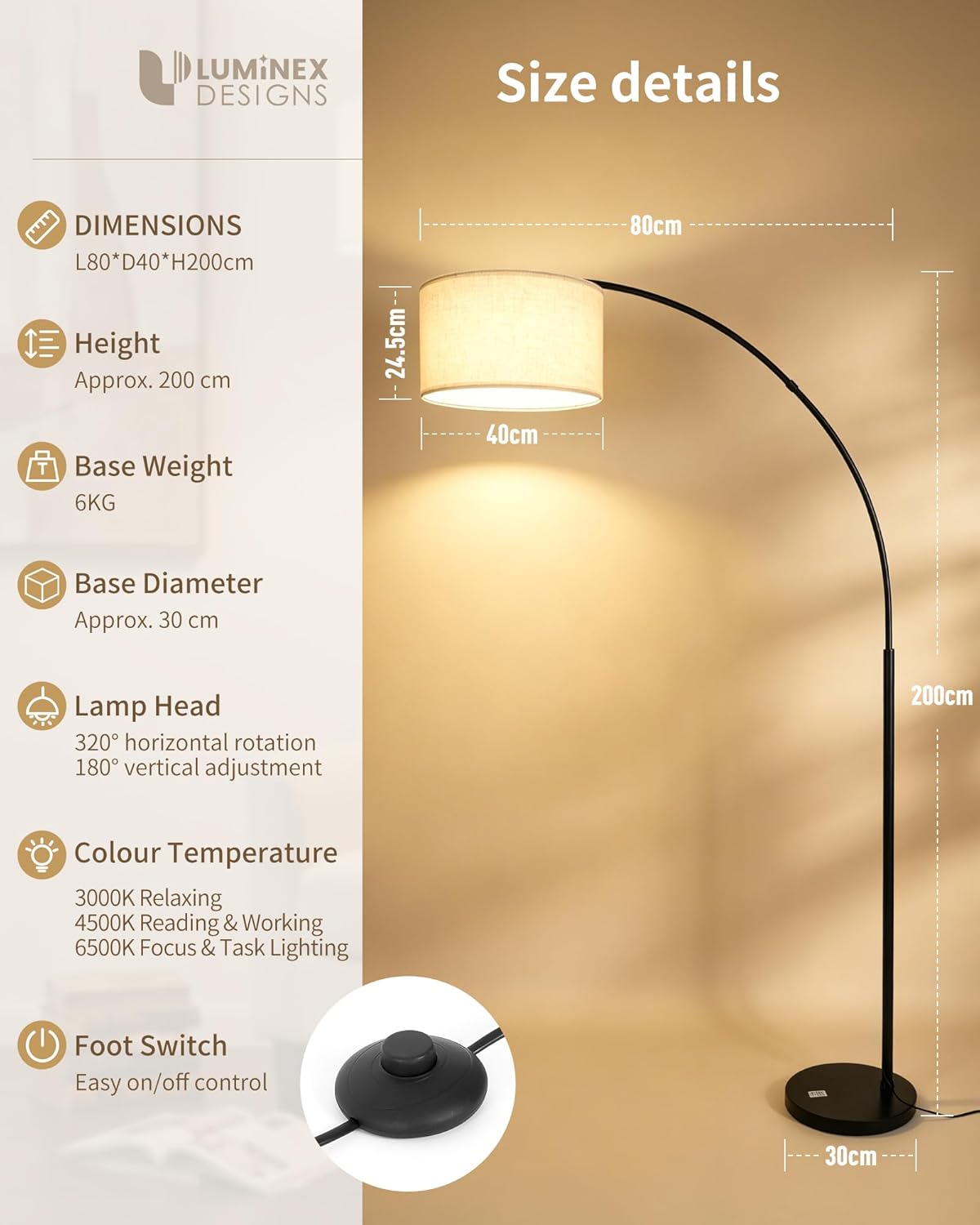 Stylish Arc Floor Lamp for Living Room