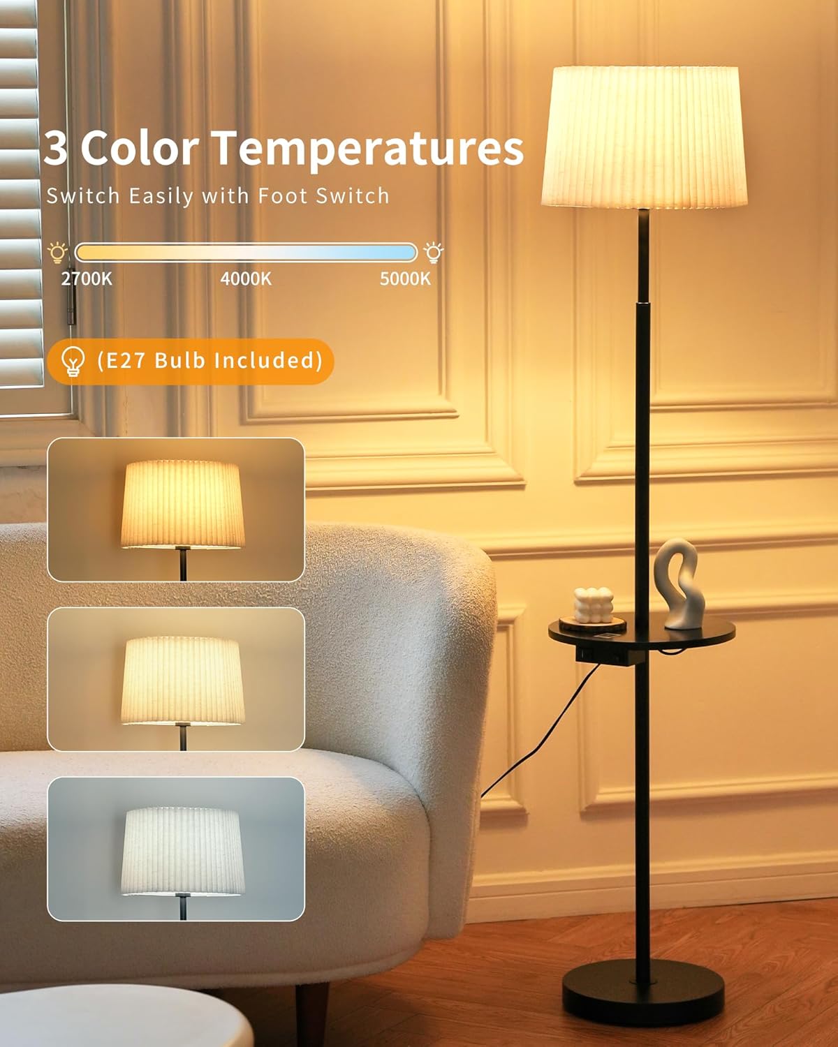 Floor Lamp for Living Room with Table