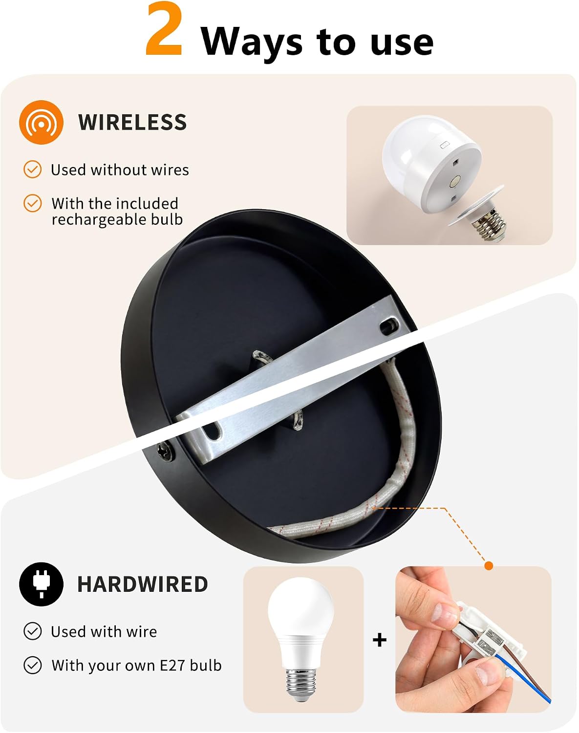 Rechargeable Wireless Wall Sconce Lights VEYA WL04