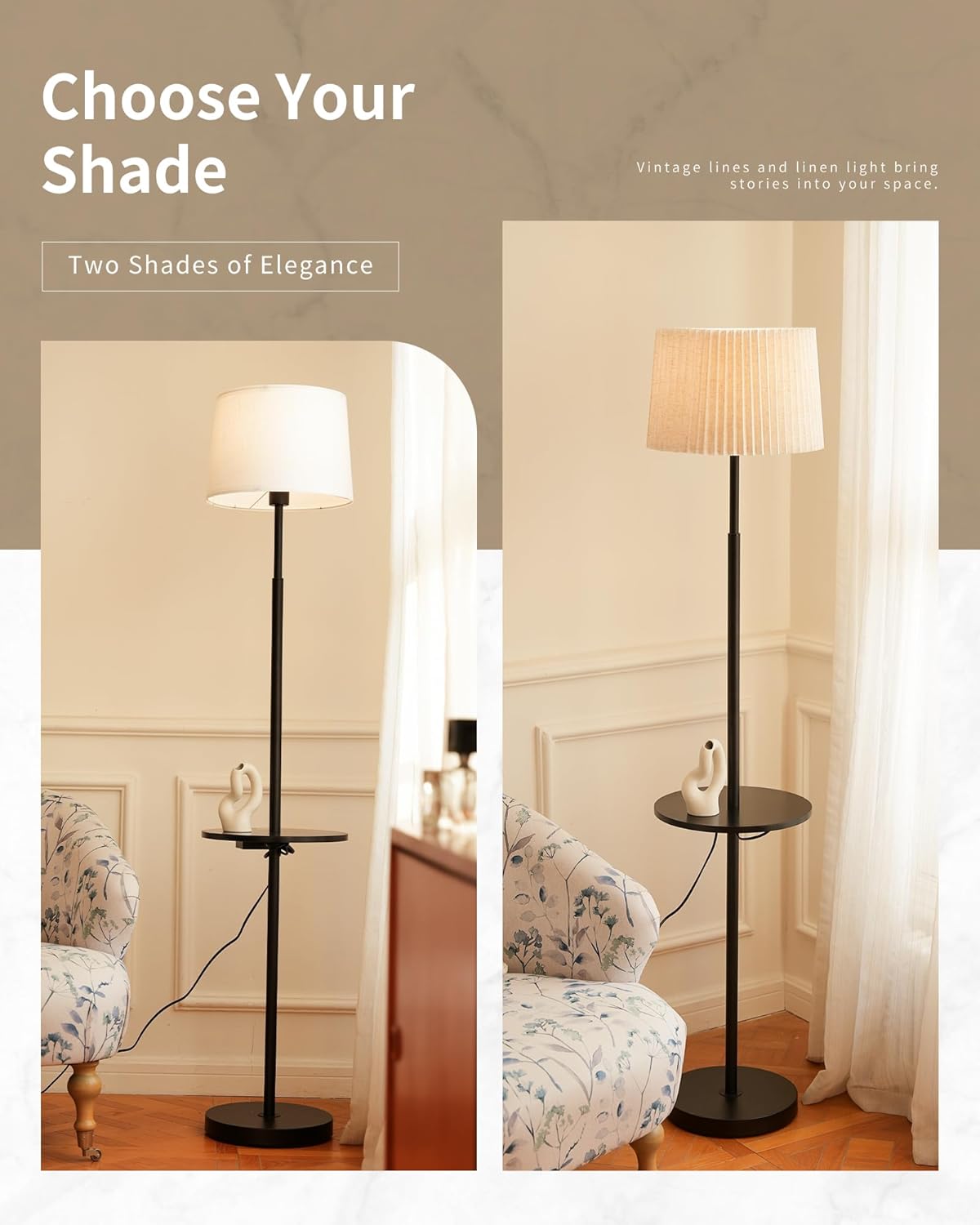 Floor Lamp for Living Room with Table