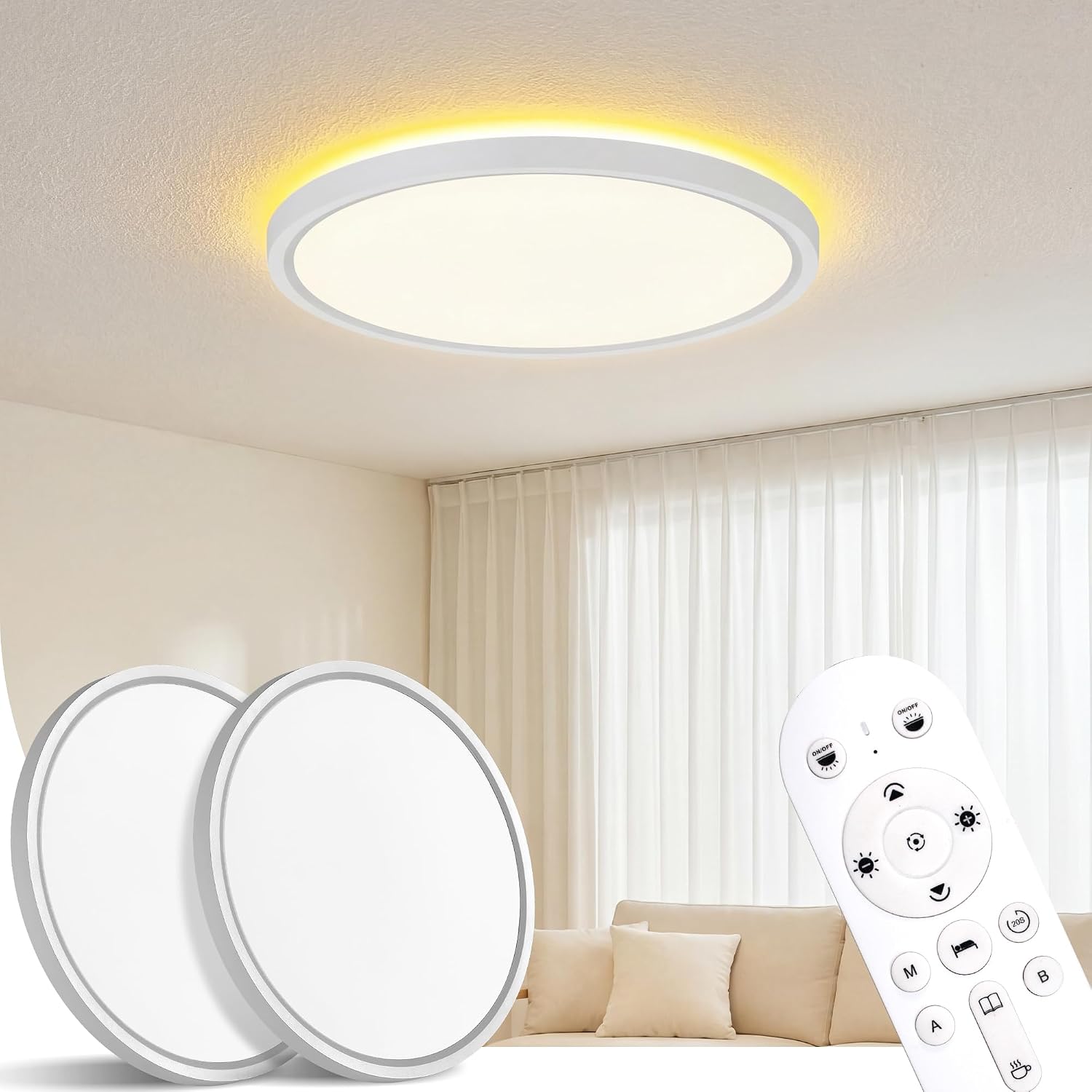 2-Pack LED Ceiling Light Dimmable OVIA