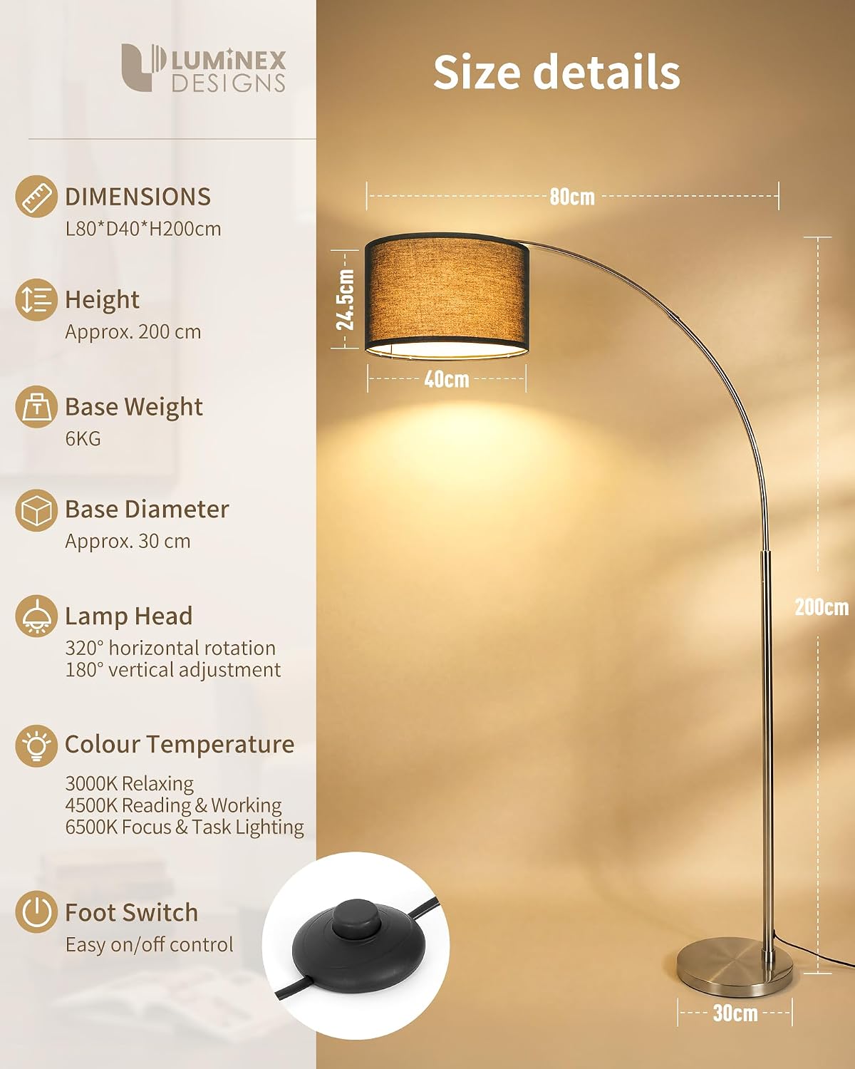 Stylish Arc Floor Lamp for Living Room