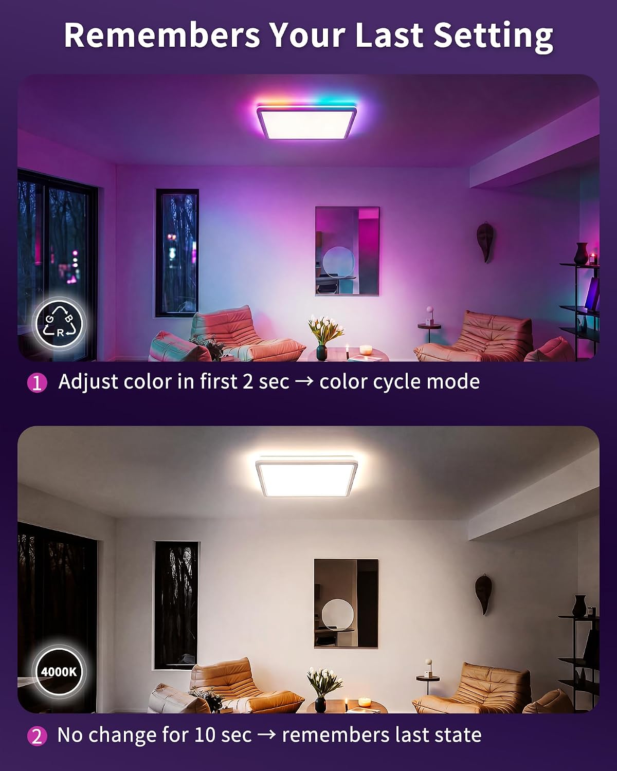 30W LED Ceiling Light RGB with Remote Control KARO CL00
