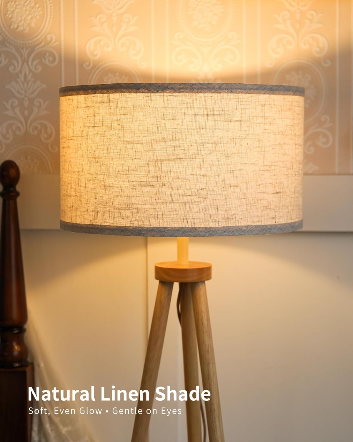 Tripod Floor Lamp with Linen Lampshade