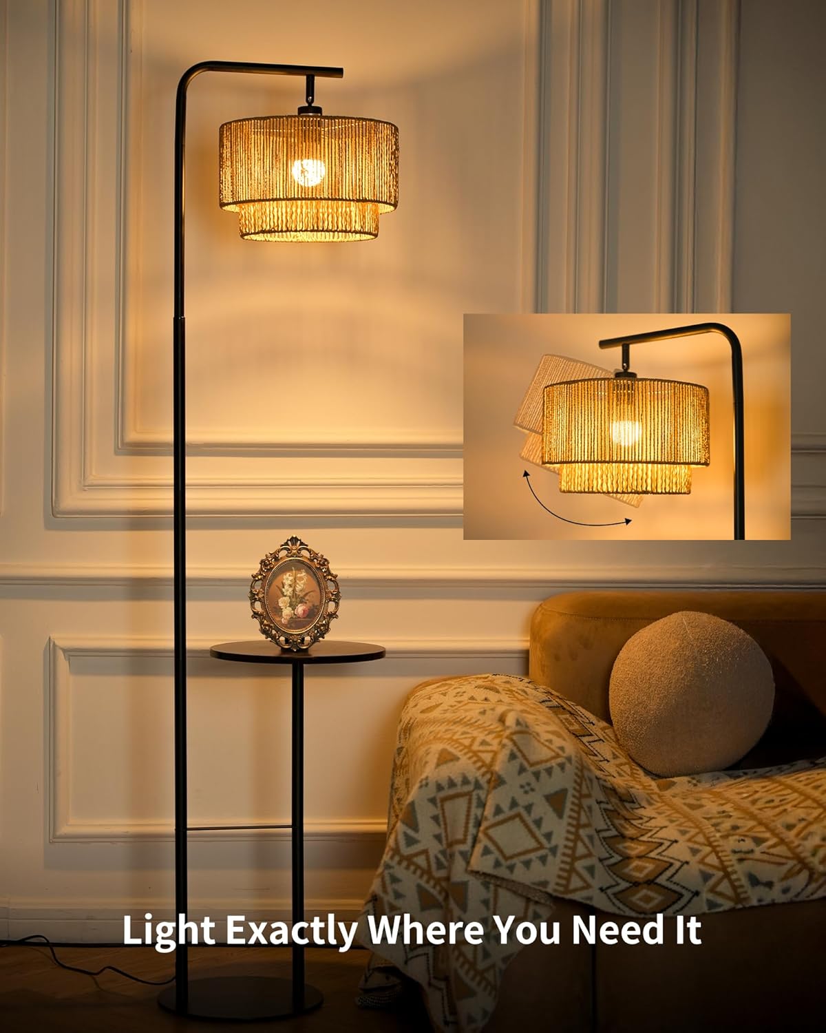 LuminexDesigns Rattan Floor Lamp for Living Room