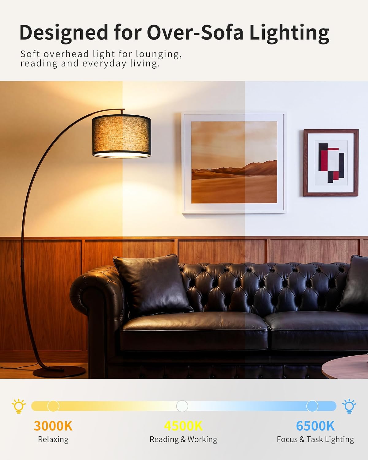 Modern Black Arc Floor Lamp for Living Room OVEL FL22