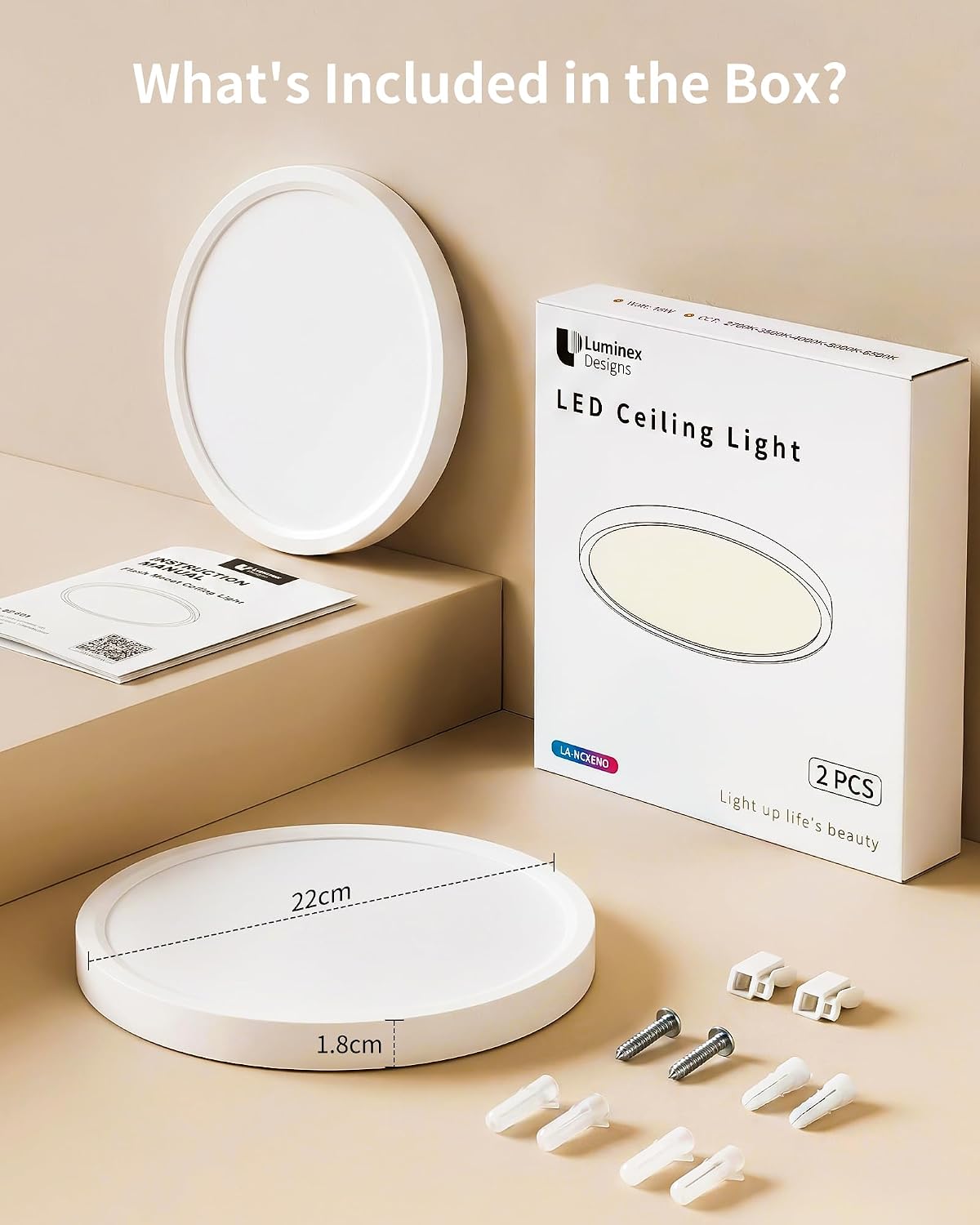 2 Pack 18W LED Ceiling Light