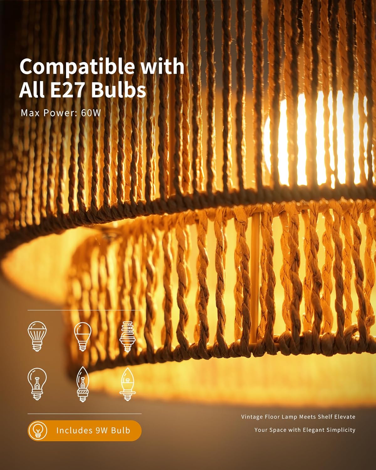 LuminexDesigns Rattan Floor Lamp for Living Room