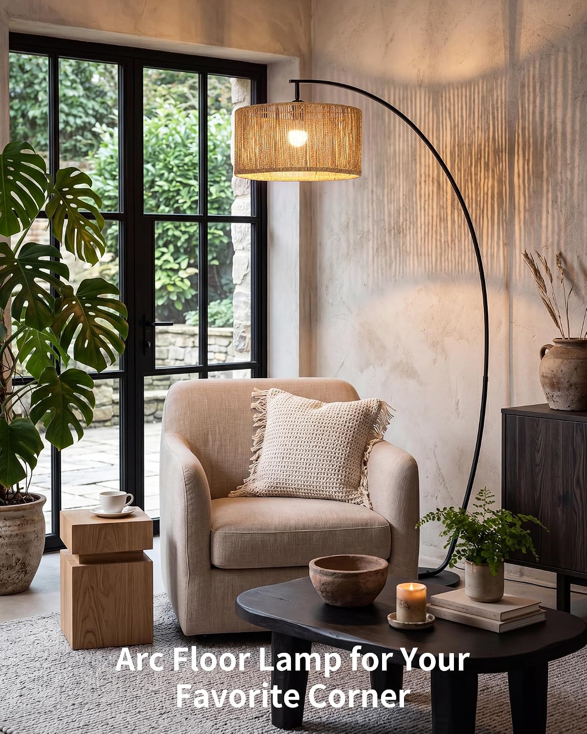 Boho Arc Floor Lamp for Living Room OVEL FL22