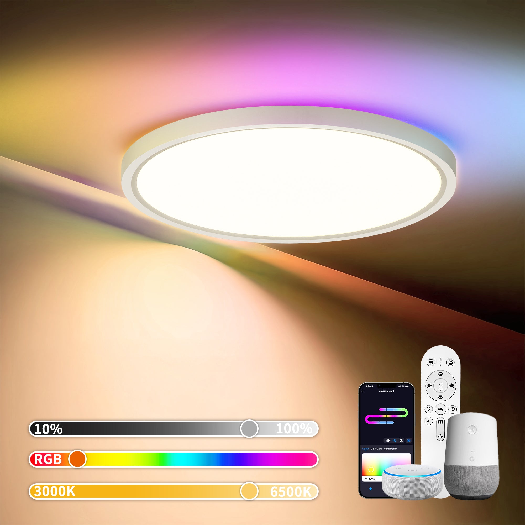 LED RGB Ceiling Light 24W Ultra-Slim Round Lamp
