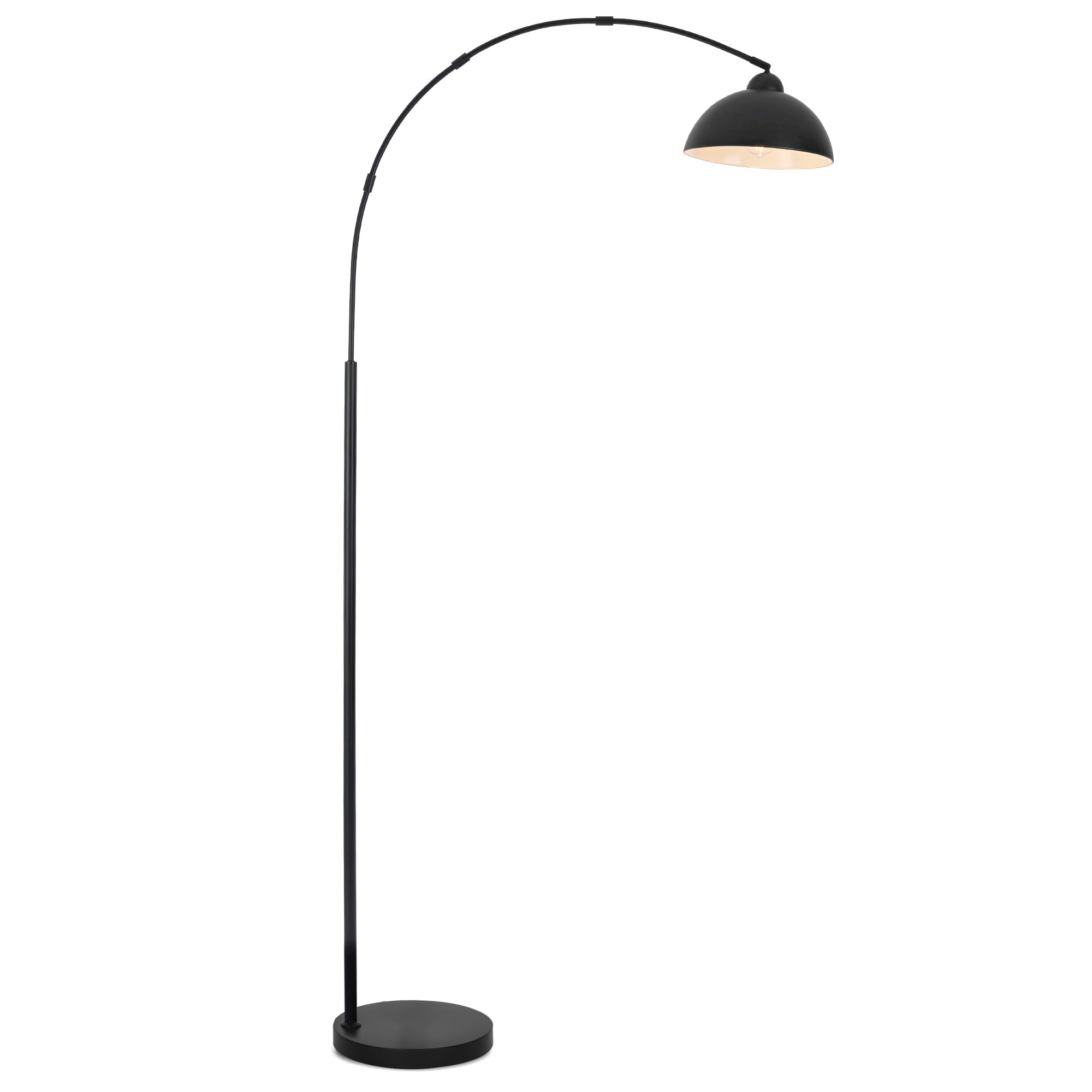 Arc Lamp Floor Lamp Living Room - Warm Light Atmosphere for Reading & Relaxing, 5 Minute Assembly, Heavy Metal Base (5 kg), Swivelling Aluminium Lampshade, Without Bulb, Black