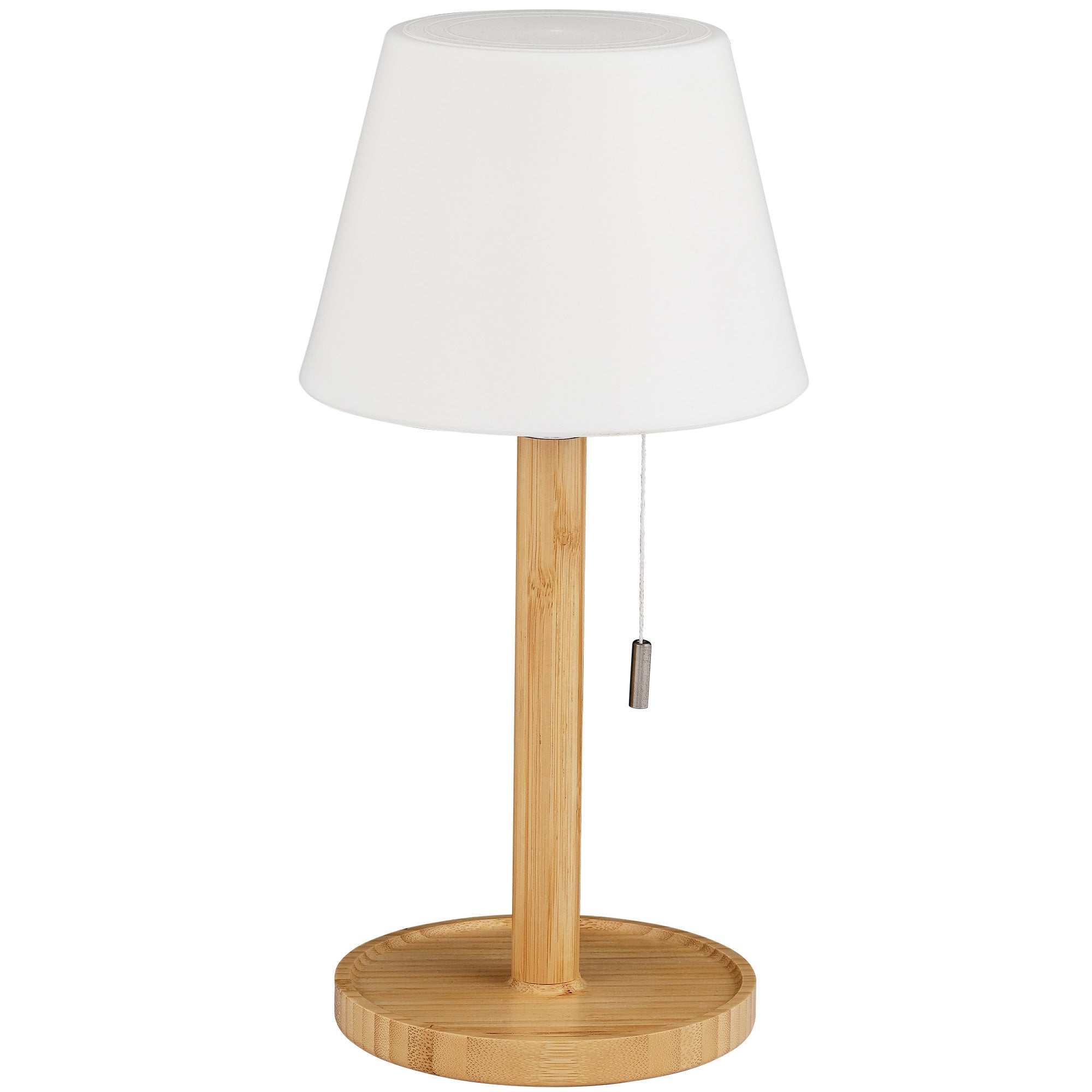 Wireless LED Table Lamp - Bedside Lamp with Zip Switch, 360° Luminous, USB-C Rechargeable, 5200 mAh Battery, 3000 K/4000 K/6000 K, Natural Bamboo, for Bedroom, Living Room