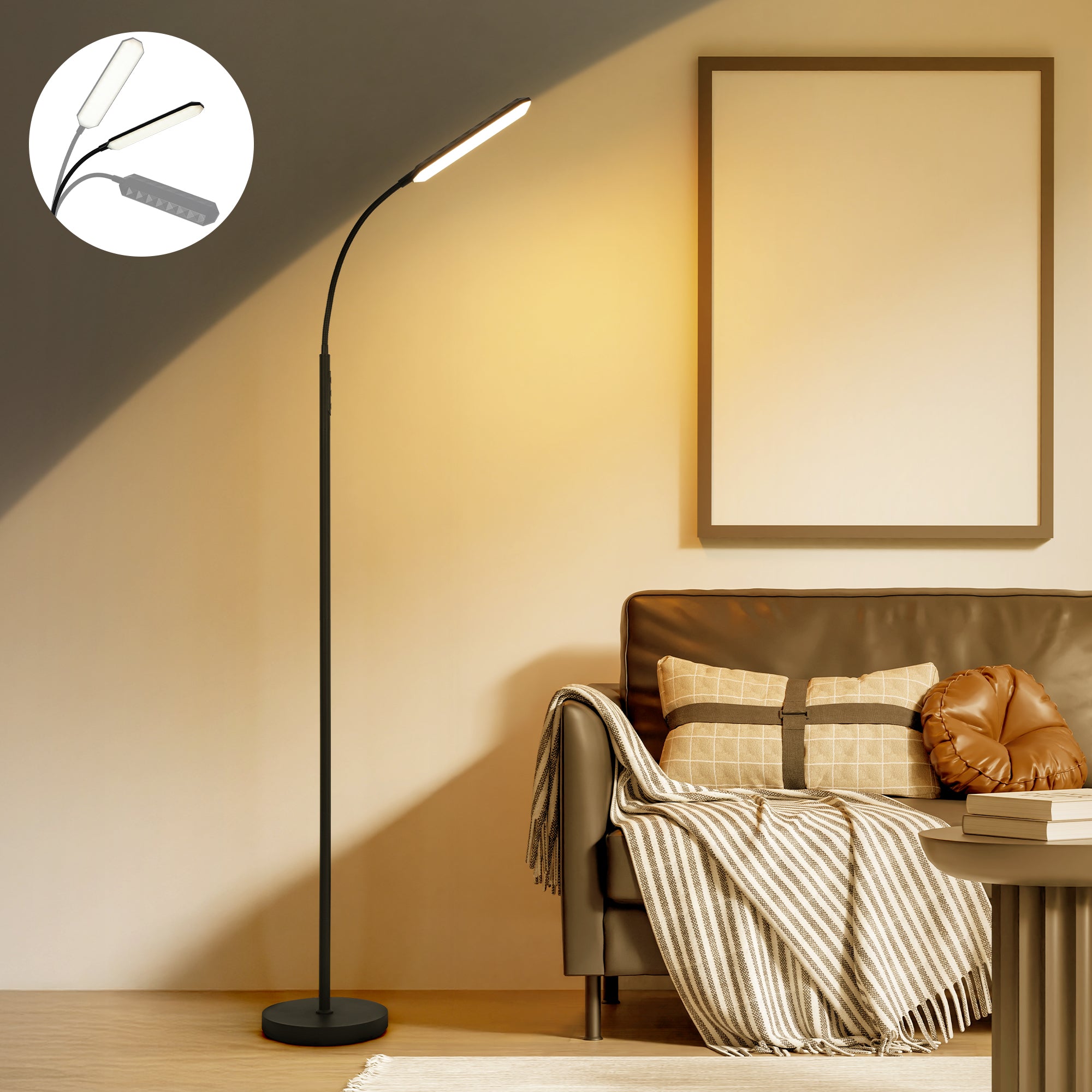 LED Floor Lamp Living Room Reading Lamp - 18 W Super Bright Dimmable Floor Lamp 2700 K - 6500 K with Remote Control, Timer, Energy Saving, Child Friendly for Bedroom, Office, Reading