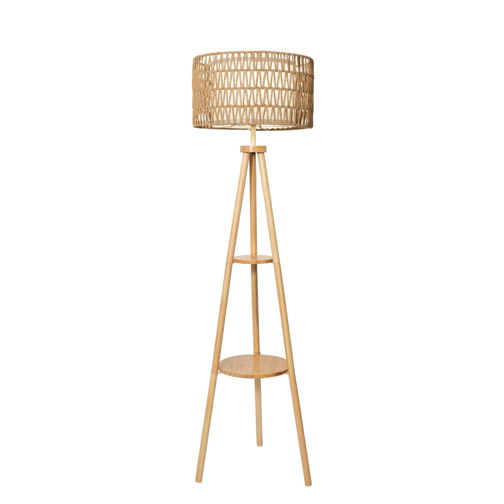 Tripod Floor Lamp with 2er Linen Lampshade WOVI FL03