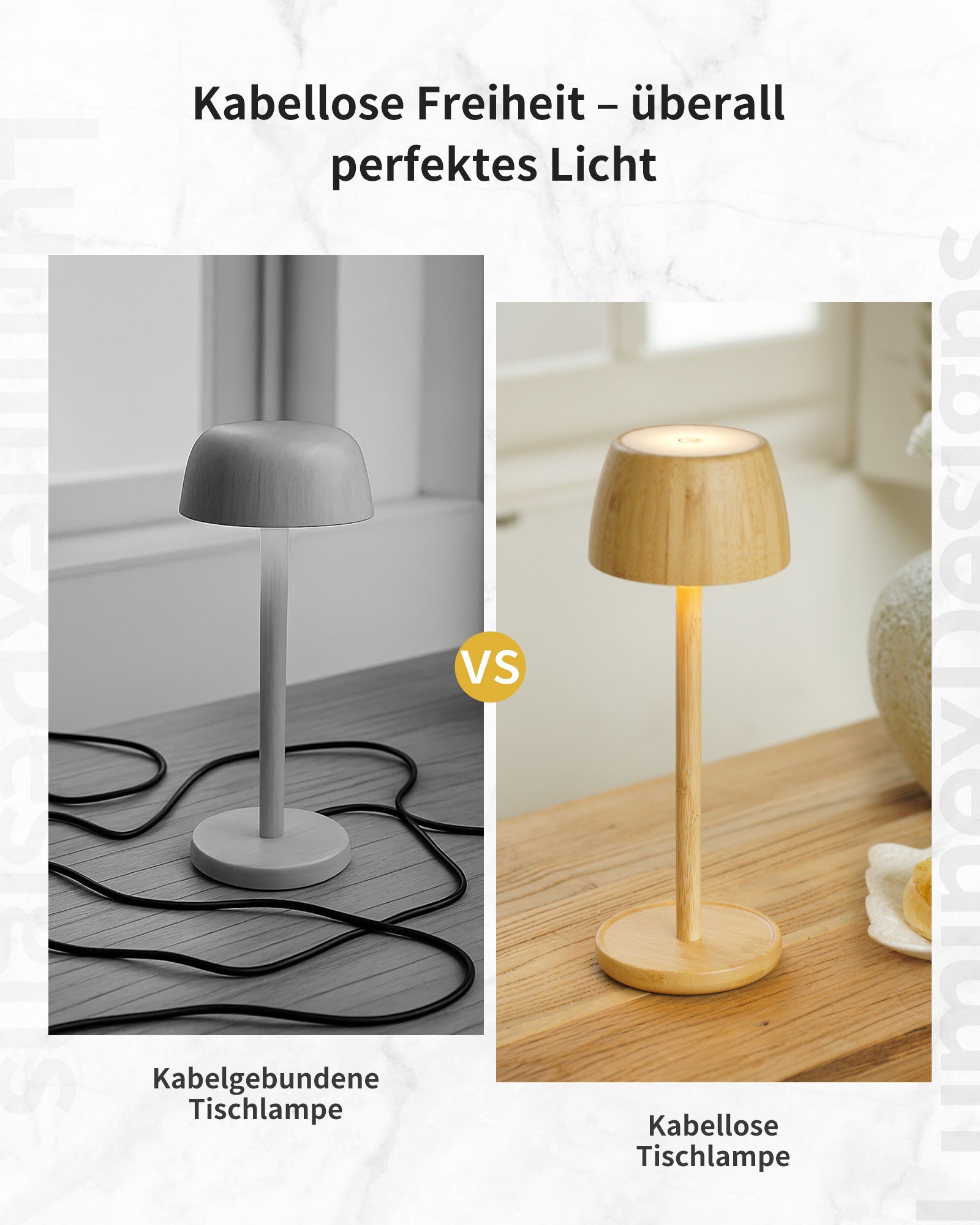 LED Table Lamp Wireless Battery Dimmable Lamp Table Lamp