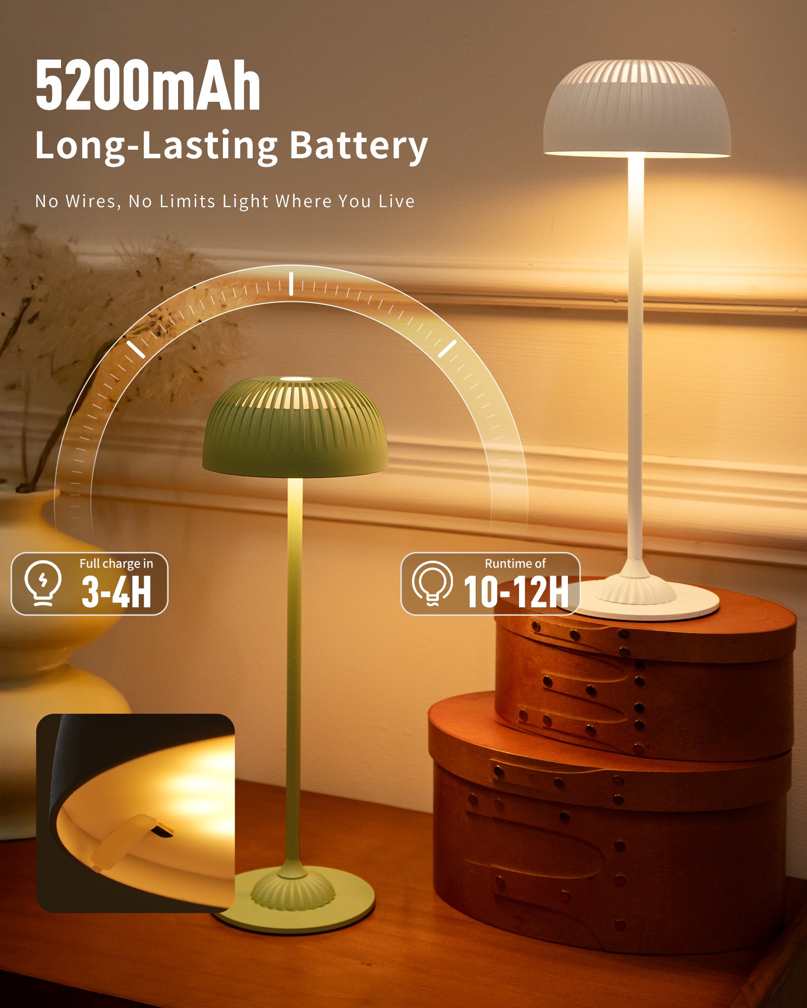 Touch Bedside Lamp, Green