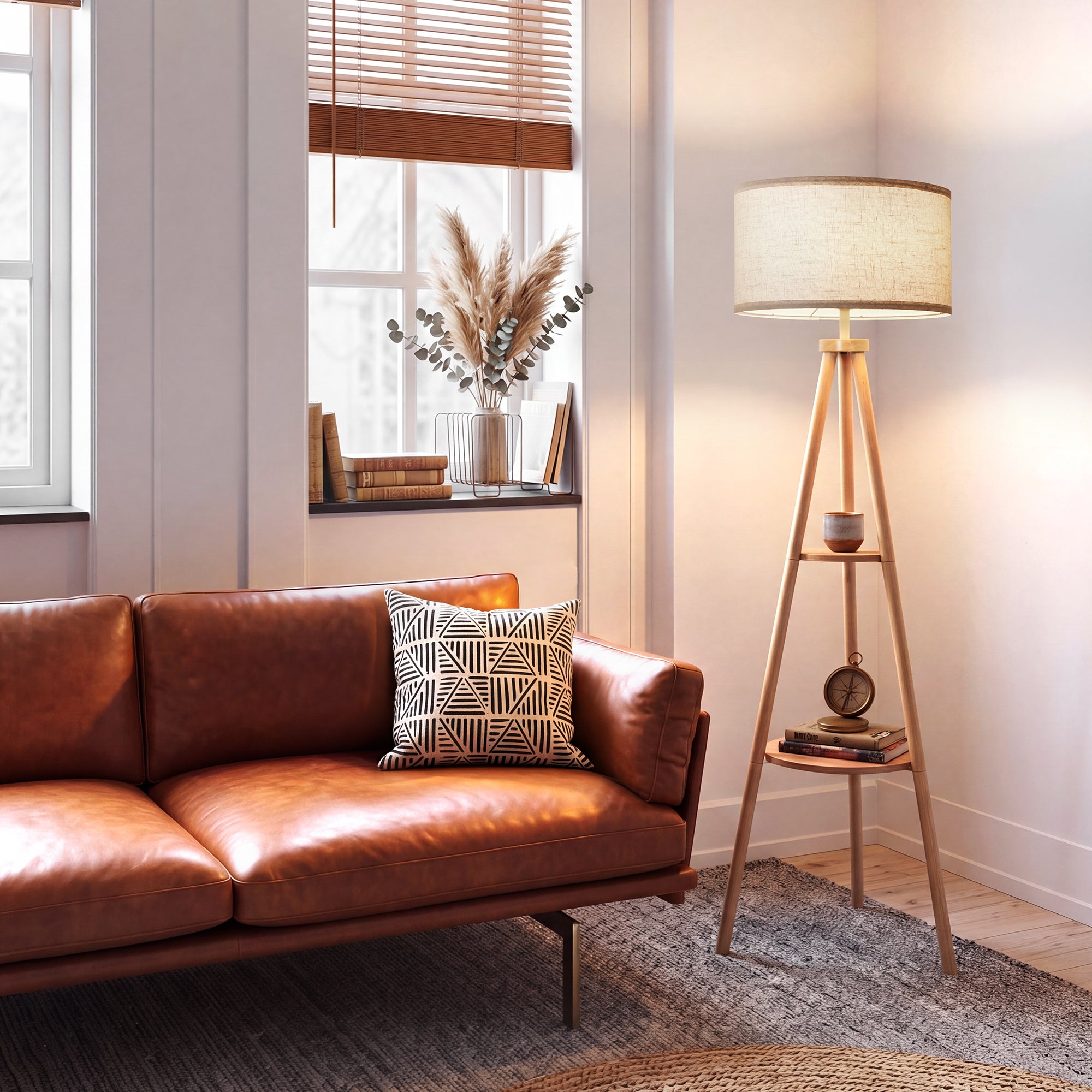 Tripod Floor Lamp with Linen Lampshade WOVI FL03