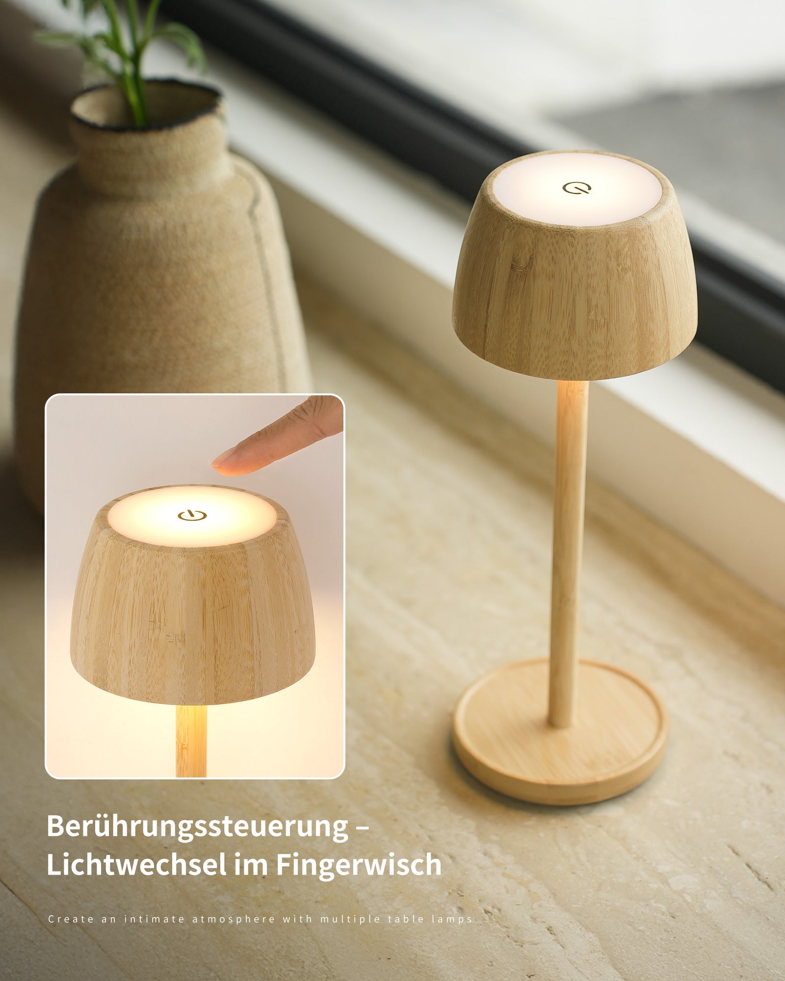 LED Table Lamp Wireless Battery Dimmable Lamp Table Lamp