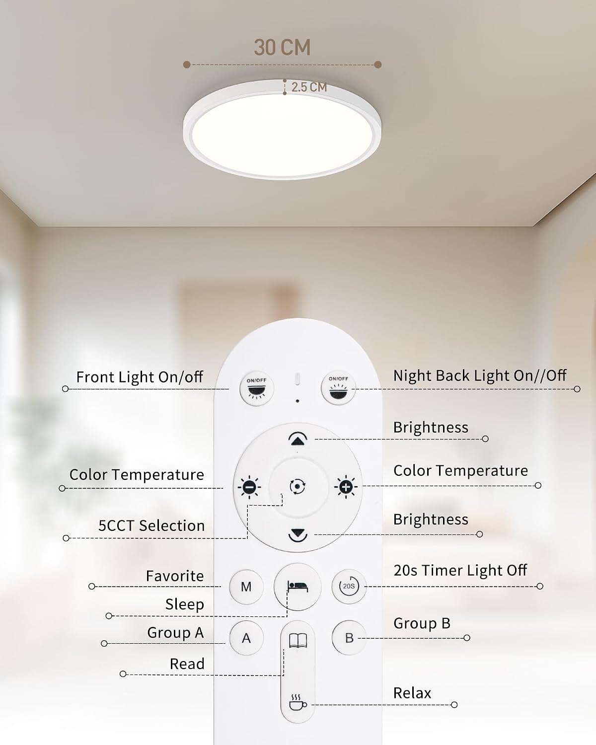 2-Pack LED Ceiling Light Dimmable OVIA