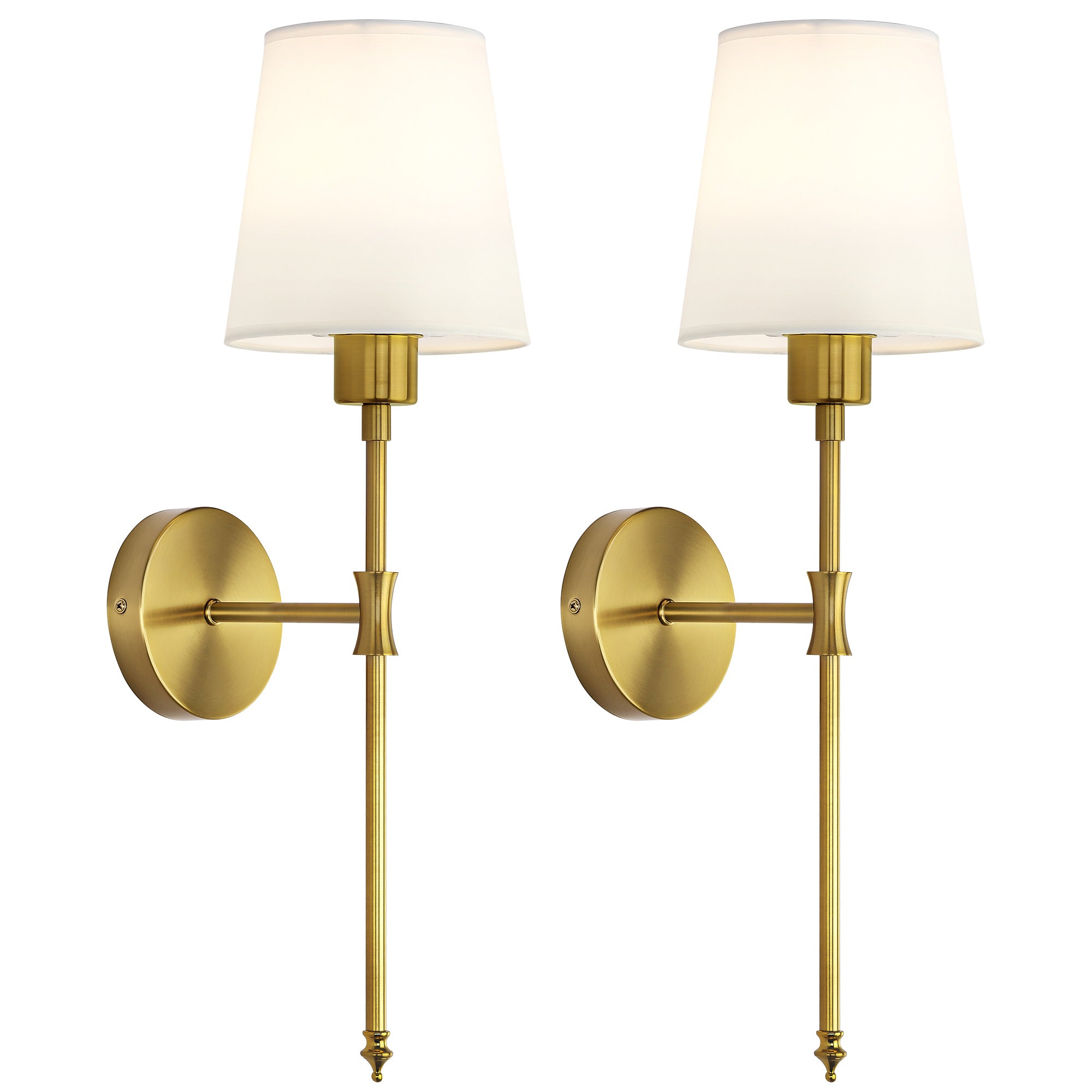 Rechargeable Wireless Wall Sconce Lights Set of 2 – Vintage Elegant Fabric Shade Magnetic RGB Bulb with Remote Control, Battery Operated Wall Lights for Bedroom & Living Room, Gold