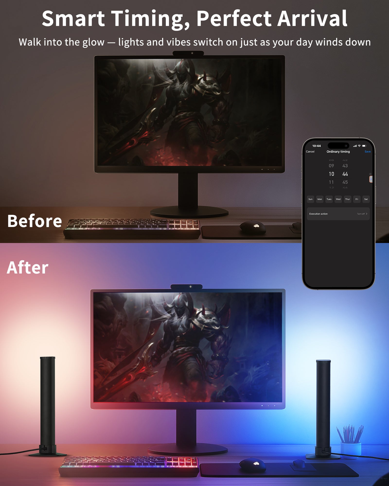 25cm RGB LED Light Bar for Music Sync & USB Backlight