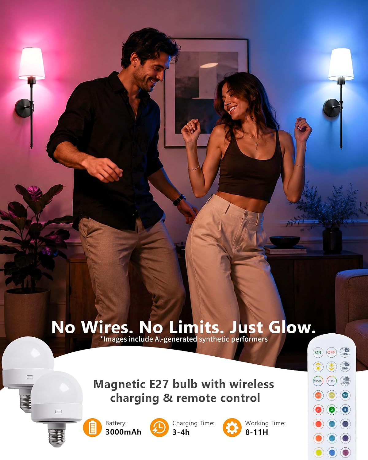 Rechargeable Wireless Wall Sconce Lights VEYA WL04
