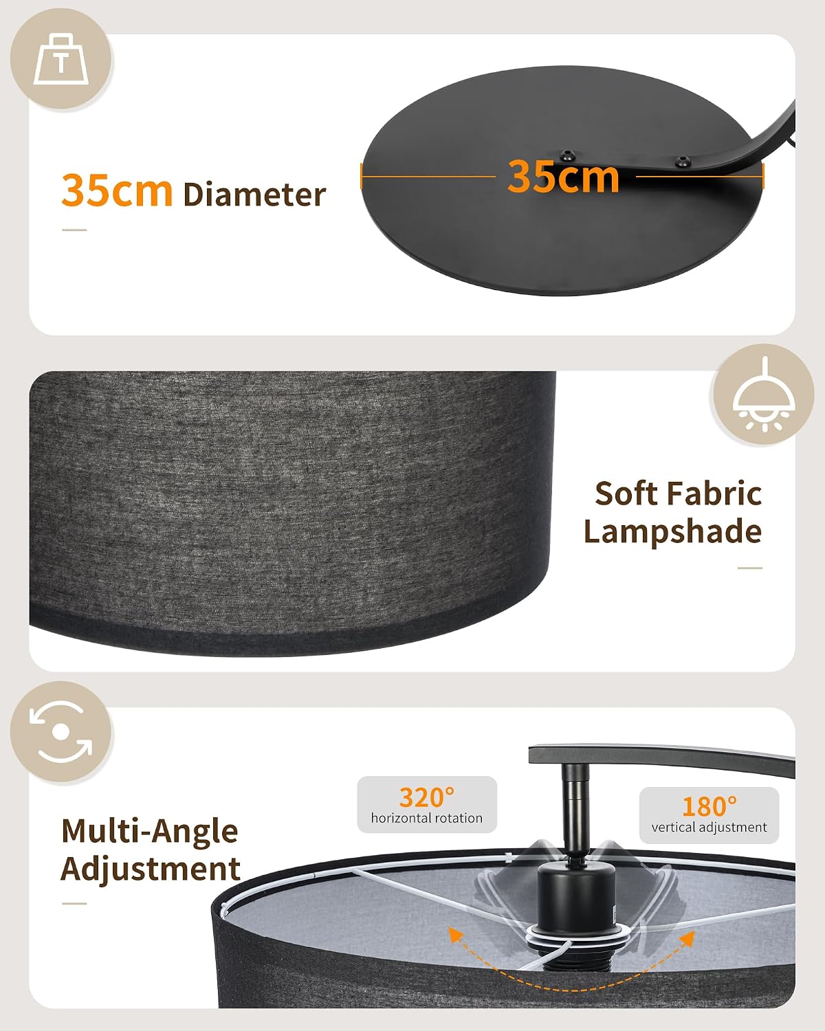 Modern Black Arc Floor Lamp for Living Room OVEL FL22