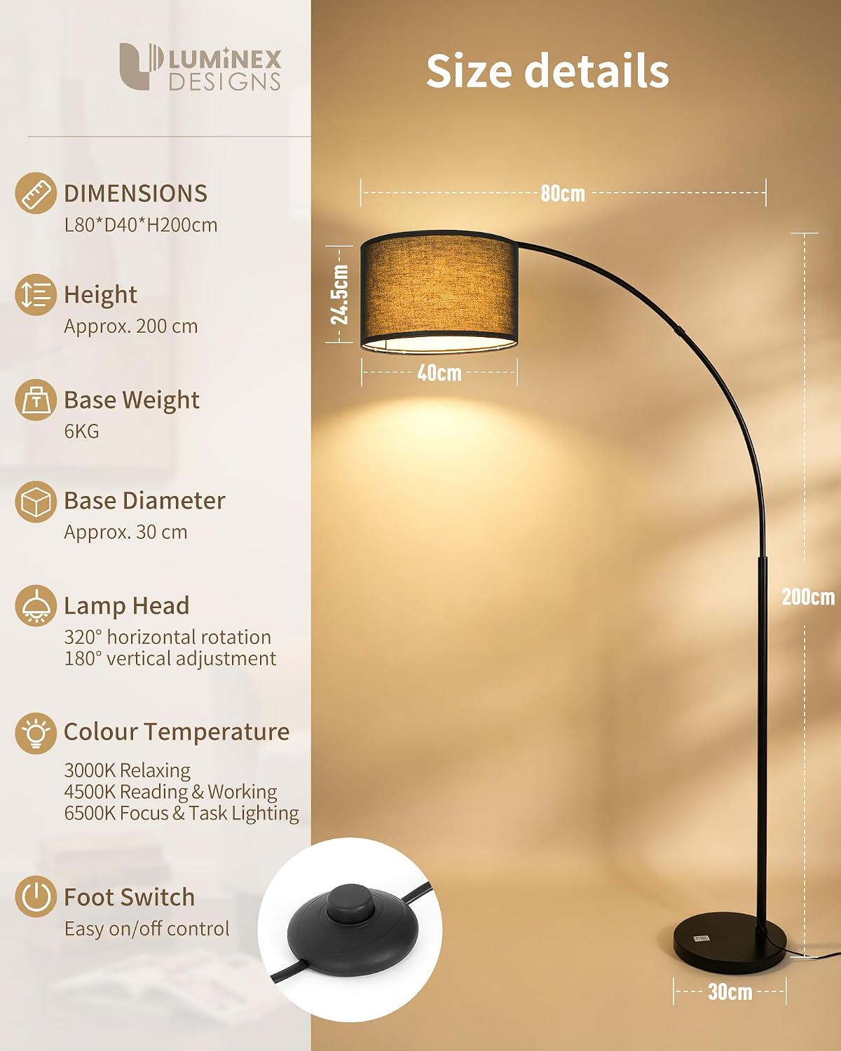Stylish Arc Floor Lamp for Living Room