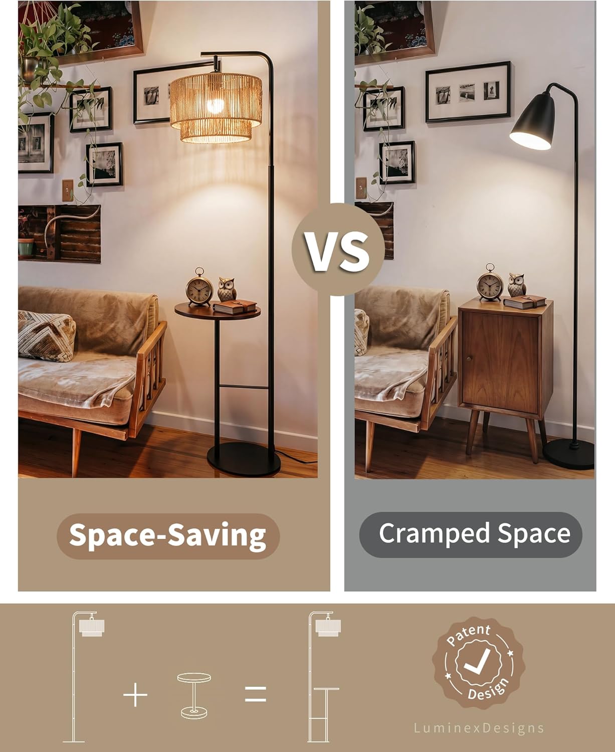 LuminexDesigns Rattan Floor Lamp for Living Room